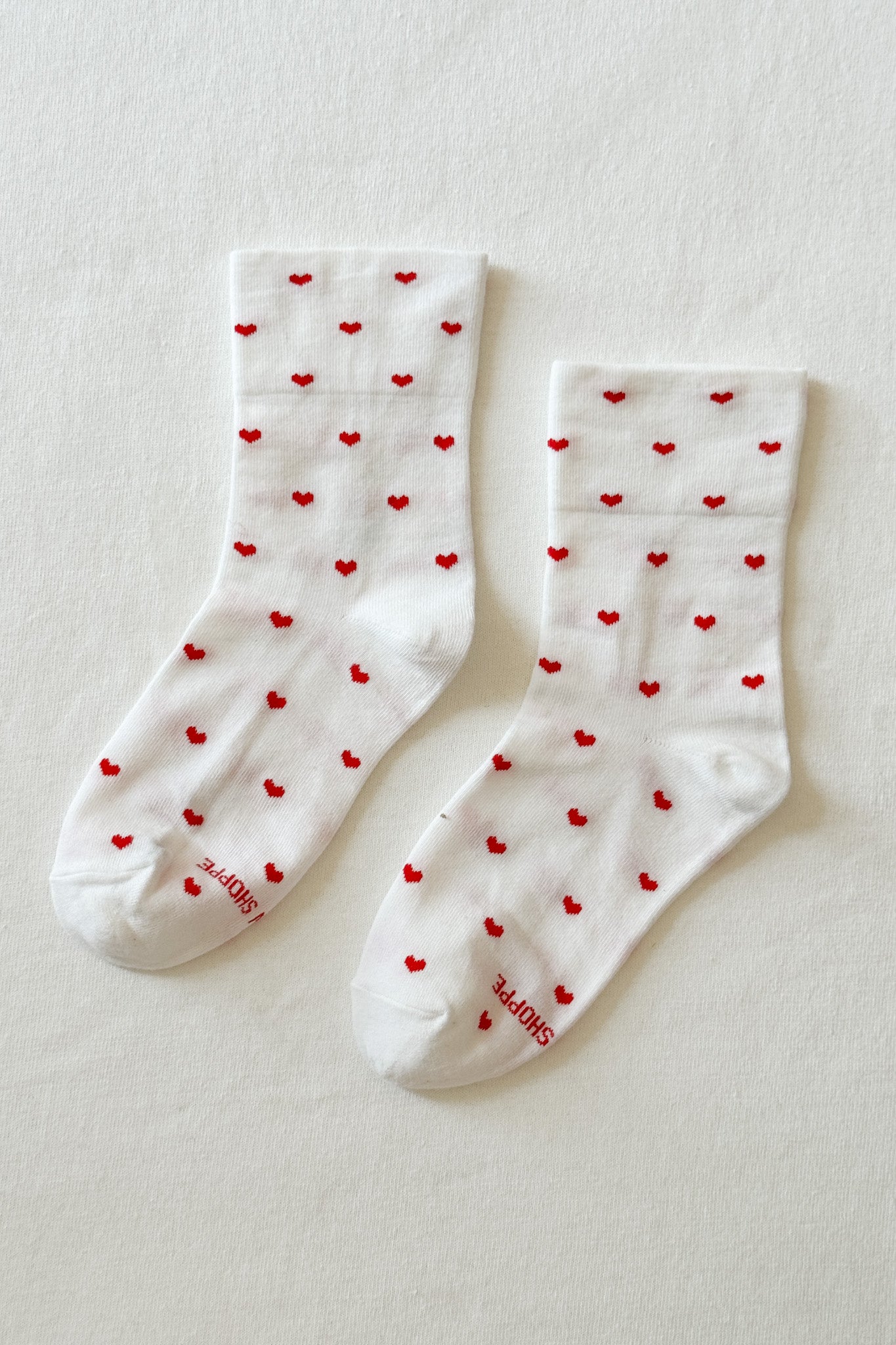 Sneaker Socks - Heart - White / Red
