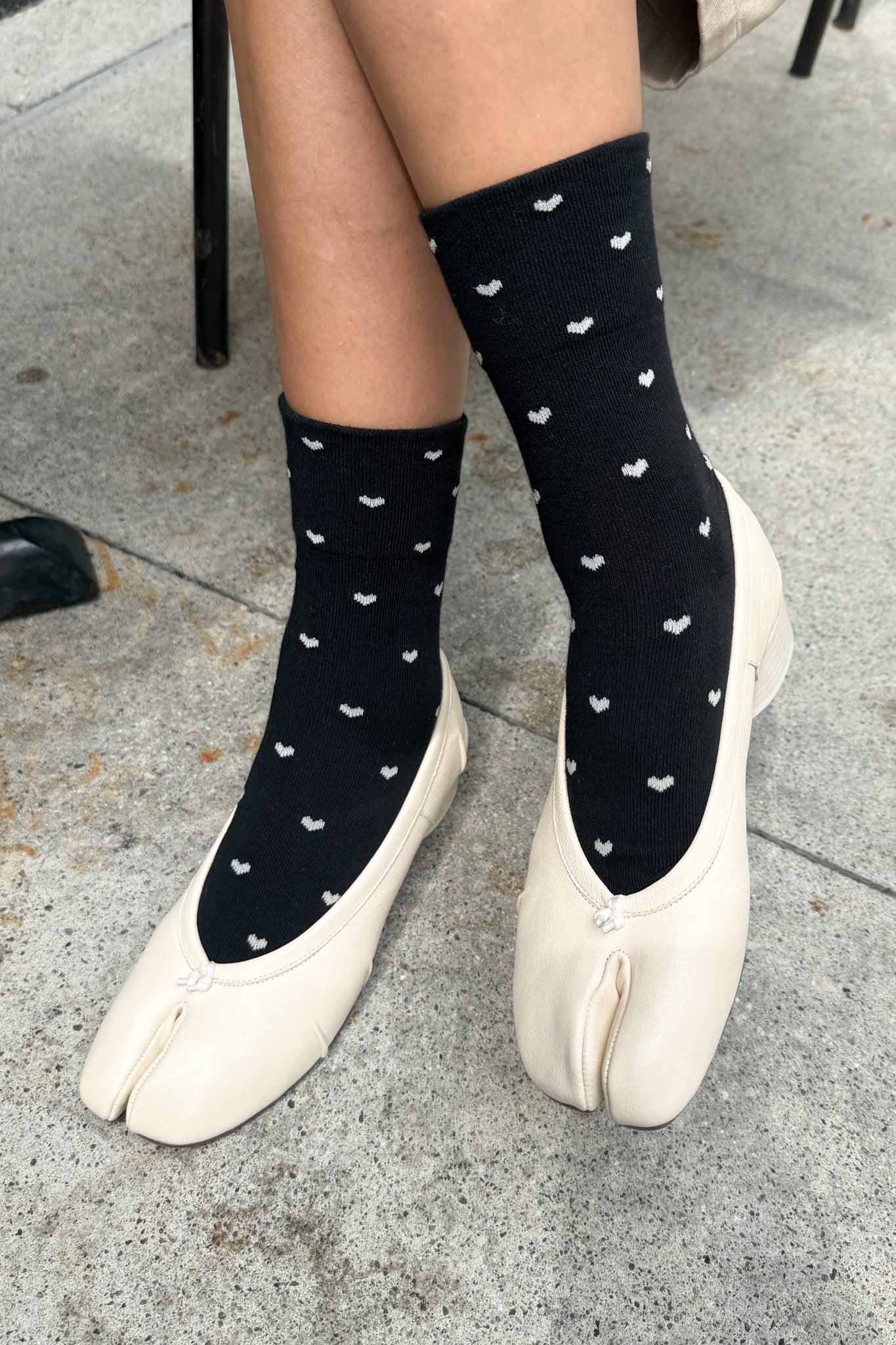 Sneaker Socks - Heart - Black / Cream