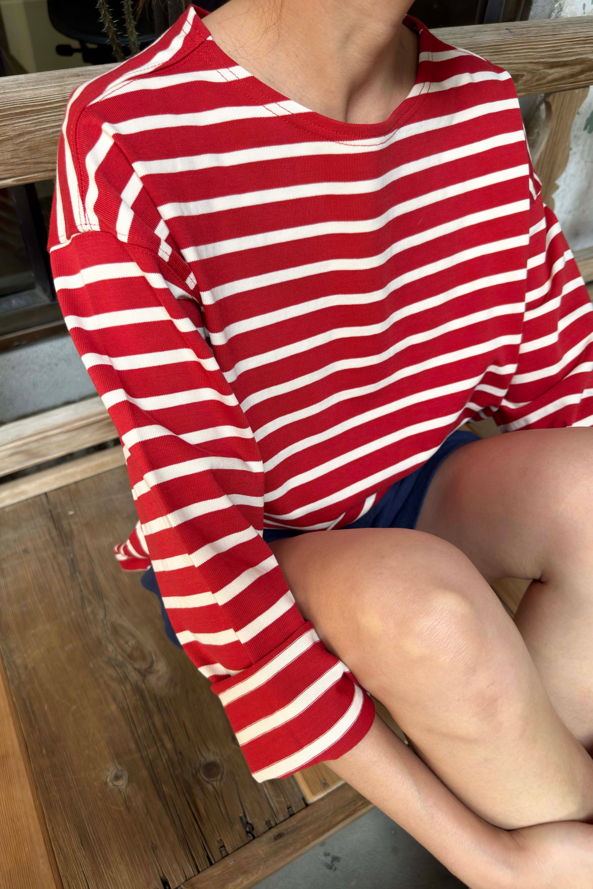 Sailor Top - White Stripe on Red