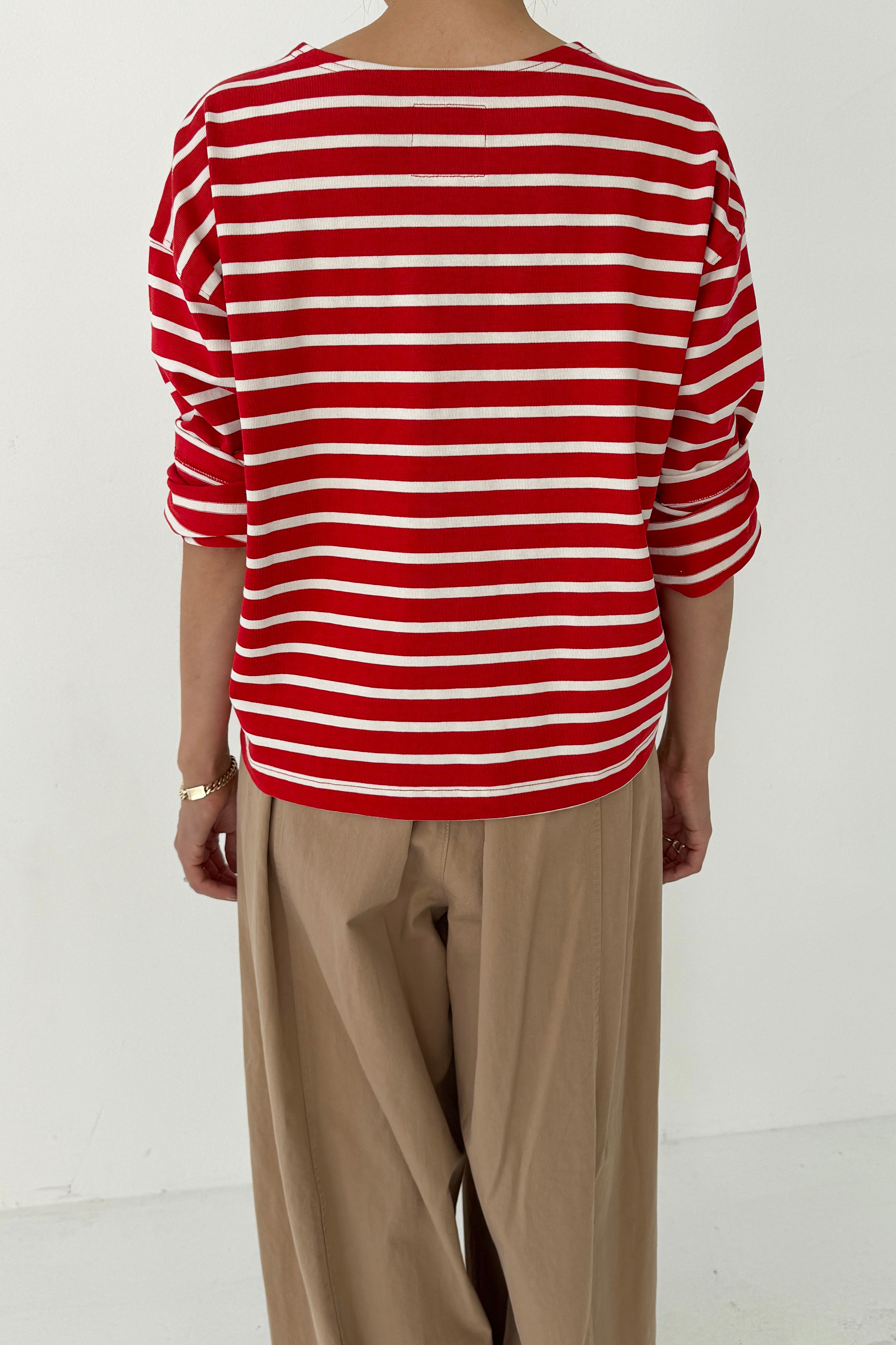 Sailor Top - White Stripe on Red