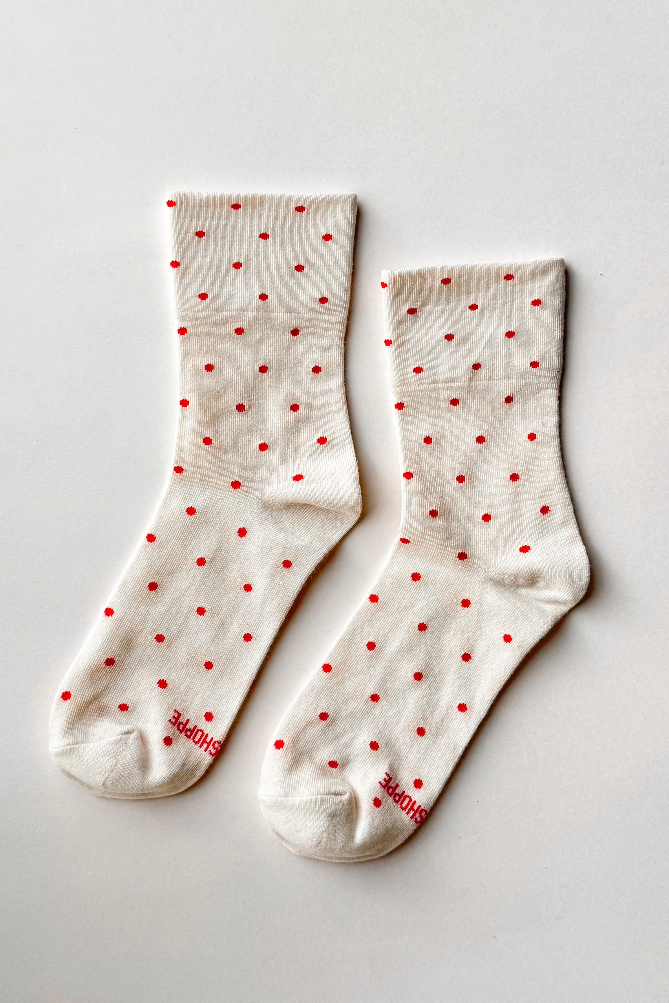 Sneaker Socks - Polka Dot - Cream/Red