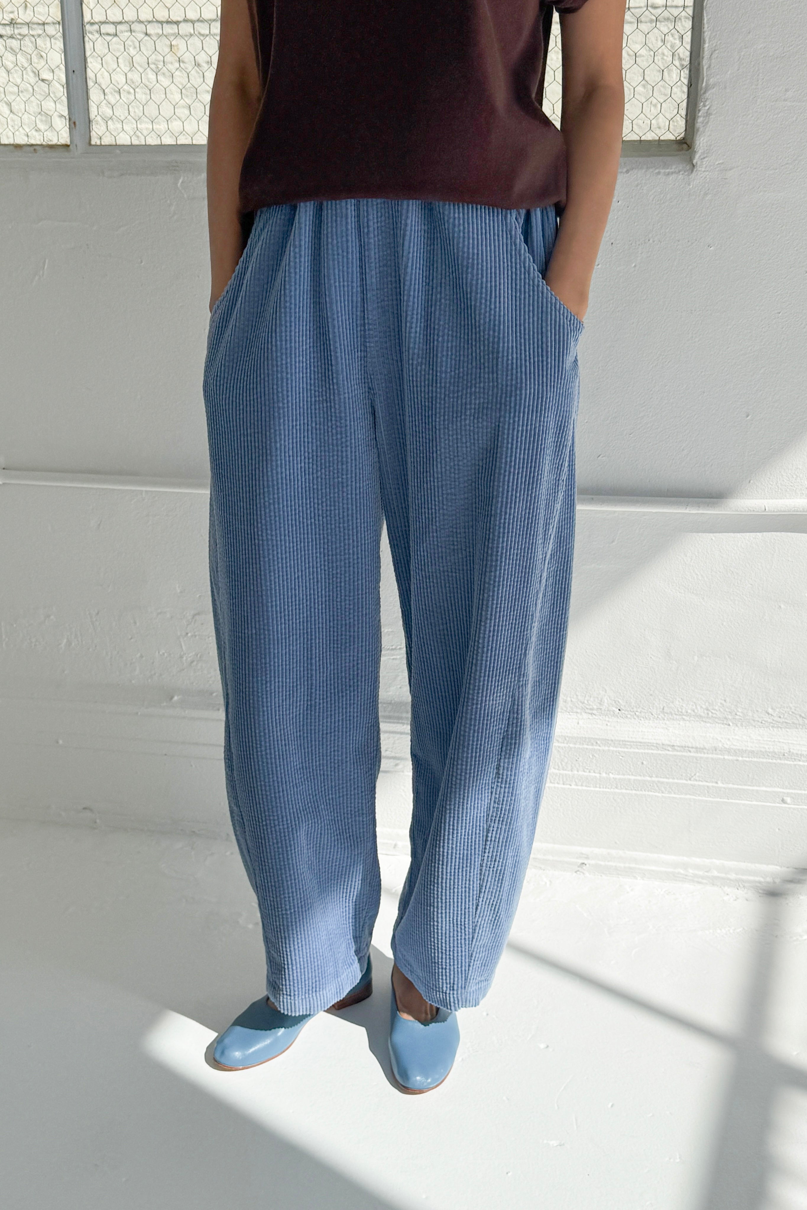 Soft Corduroy Arc Pants - Blue