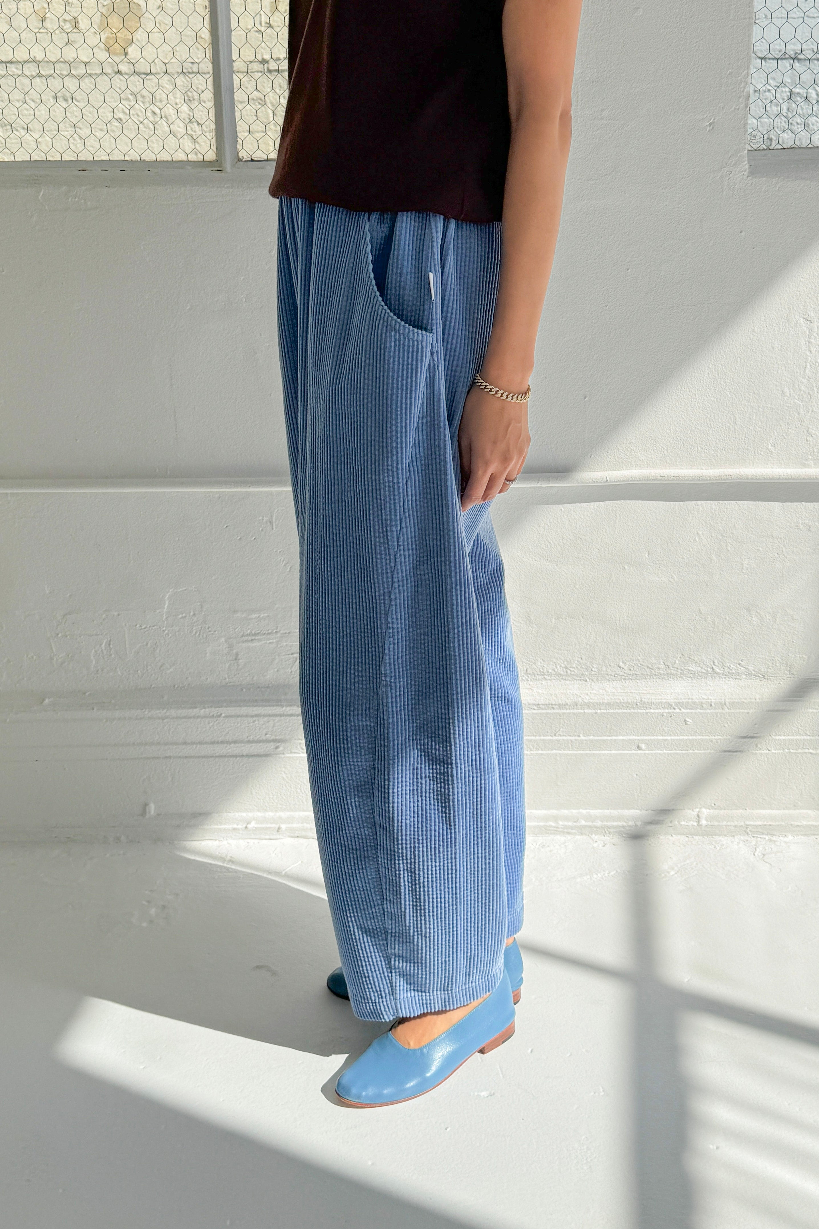 Soft Corduroy Arc Pants - Blue