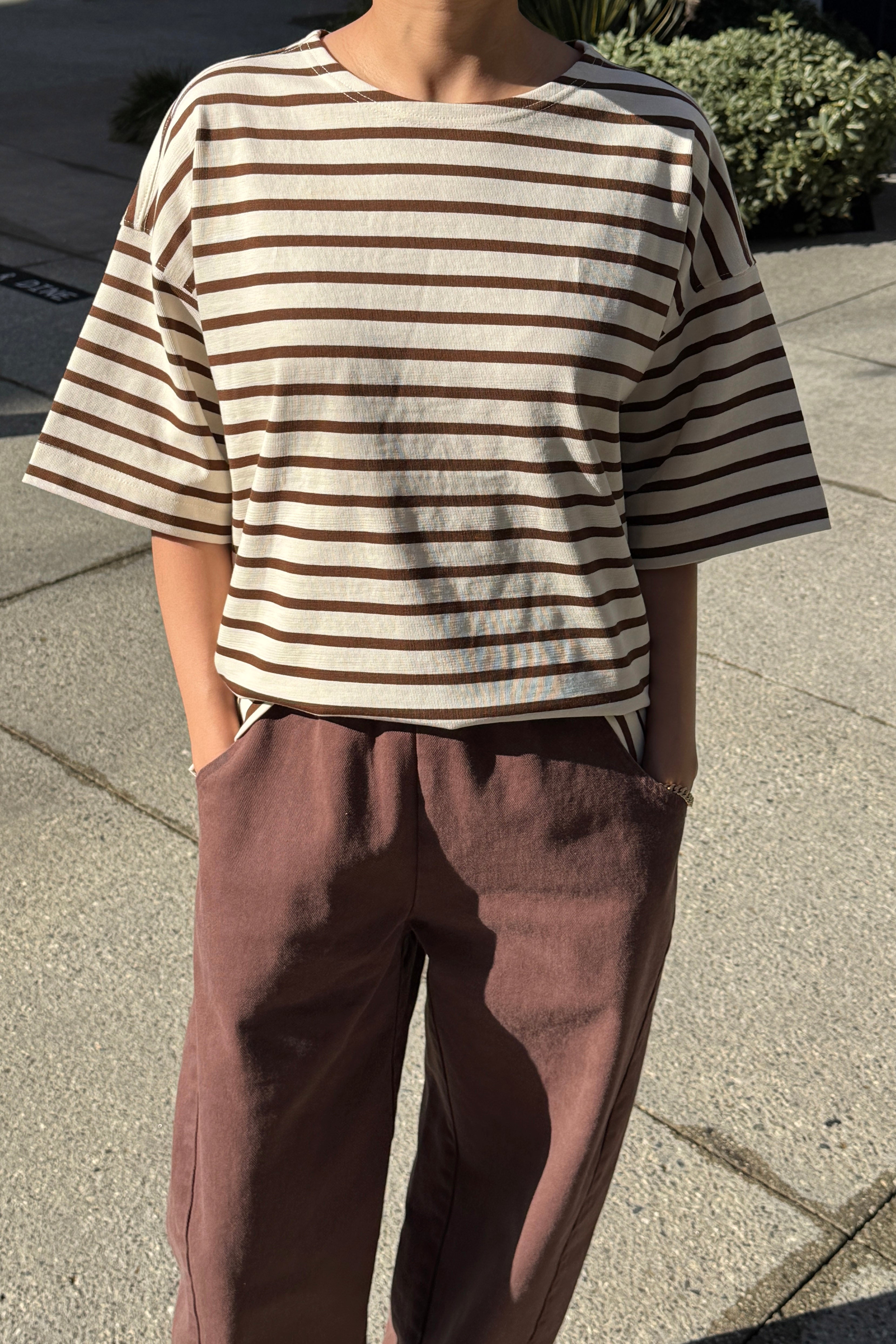 Voyage Tee - Coffee Stripe