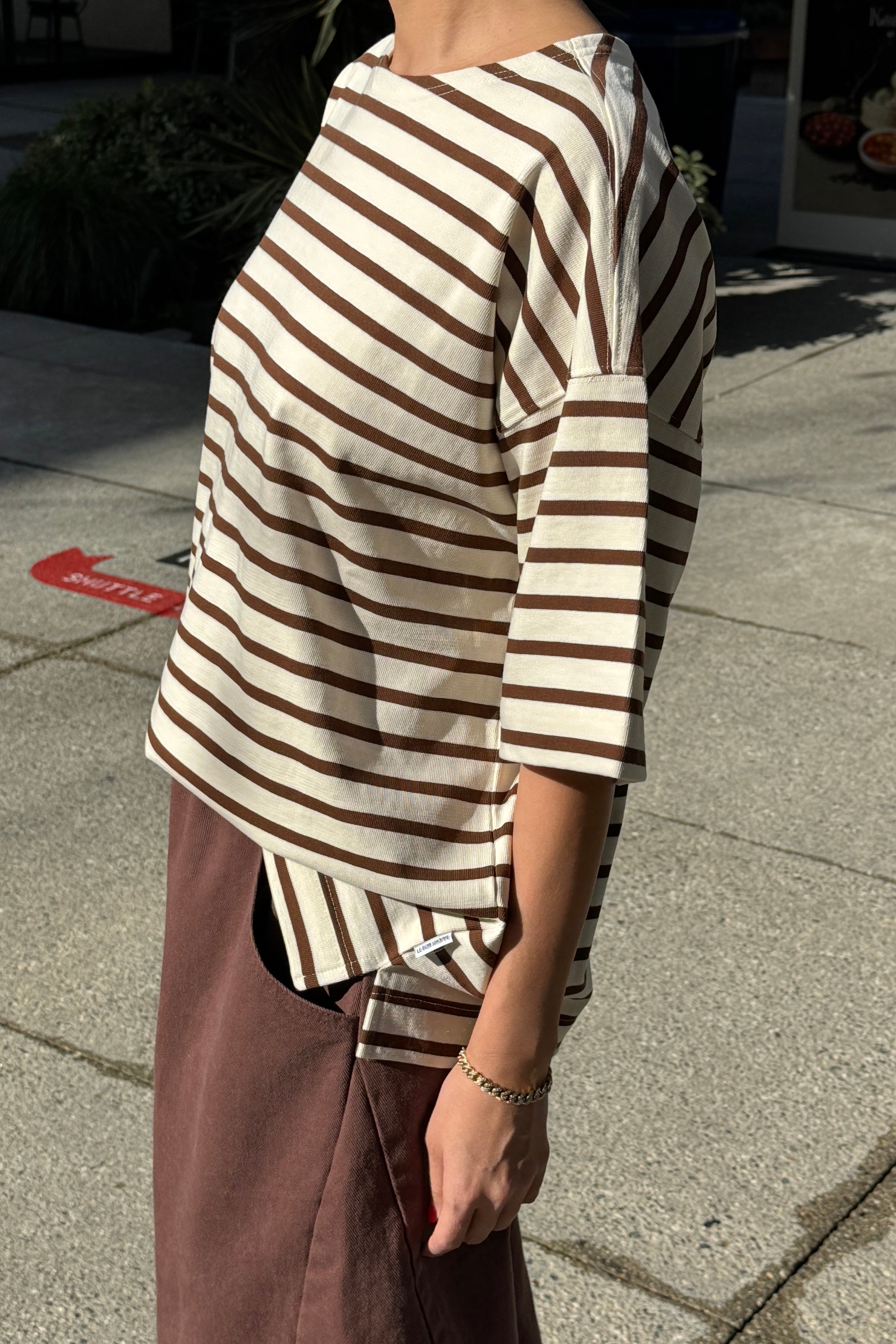 Voyage Tee - Coffee Stripe