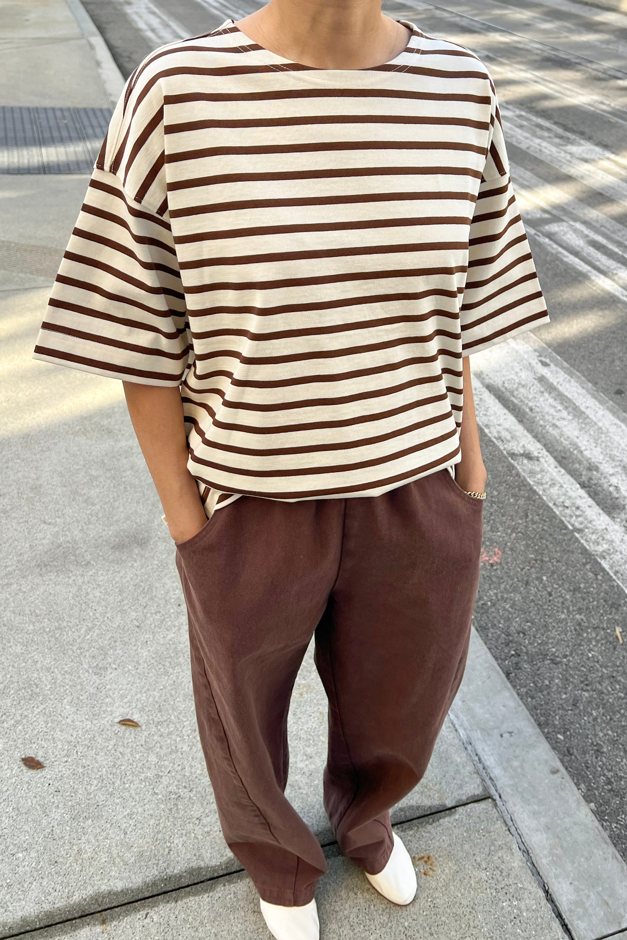 Voyage Tee - Coffee Stripe