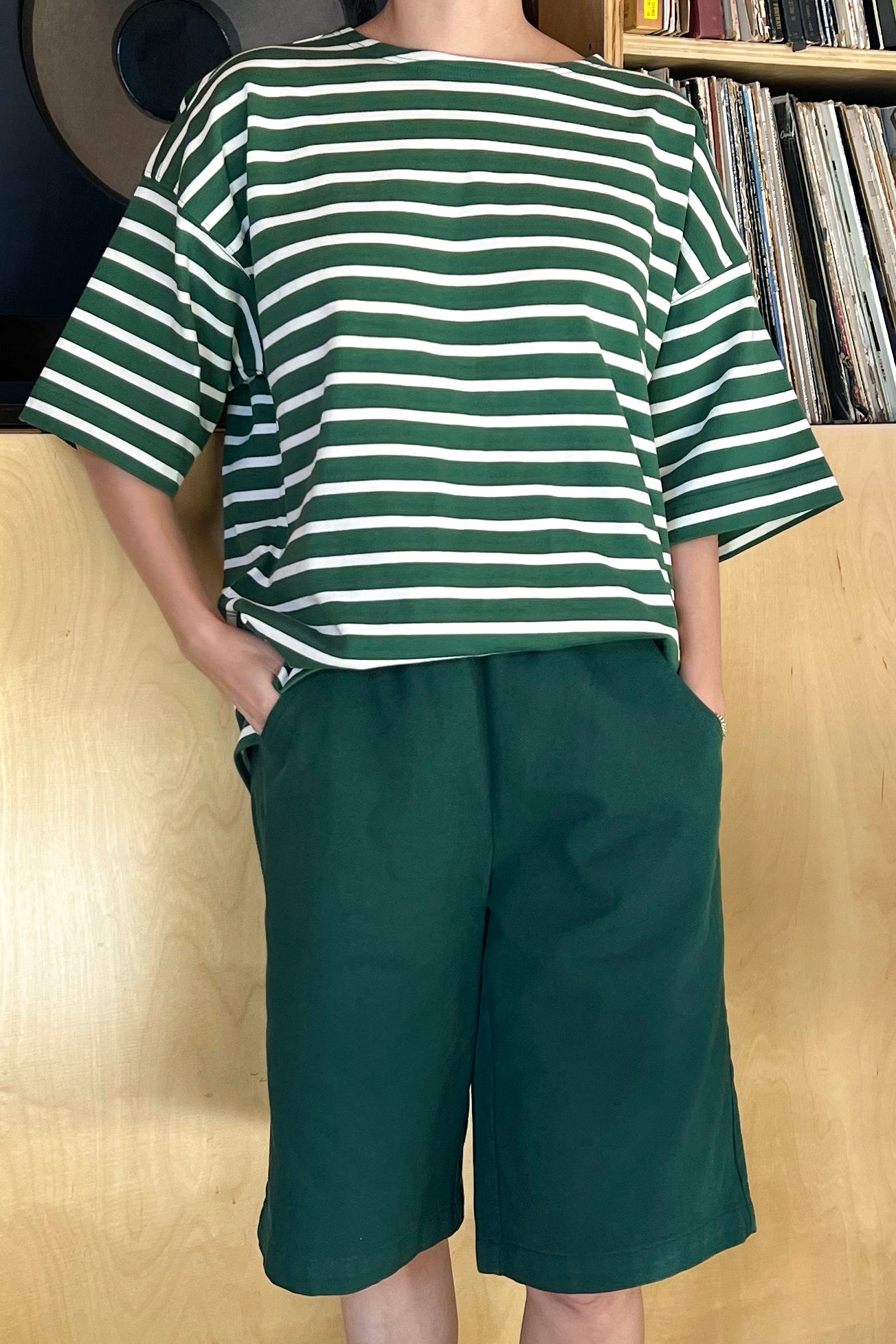 Voyage Tee - White Stripe on Pine