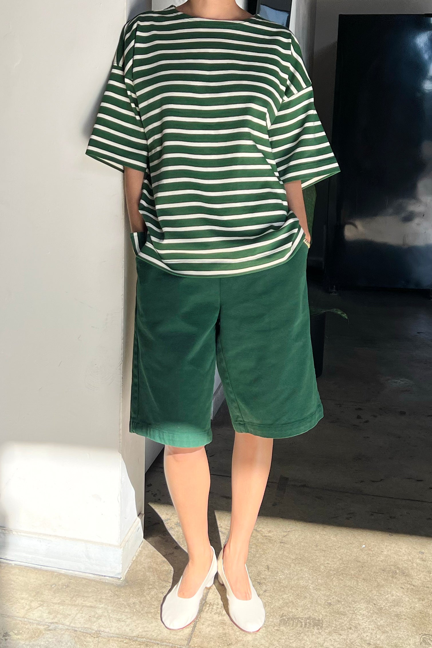 Voyage Tee - White Stripe on Pine