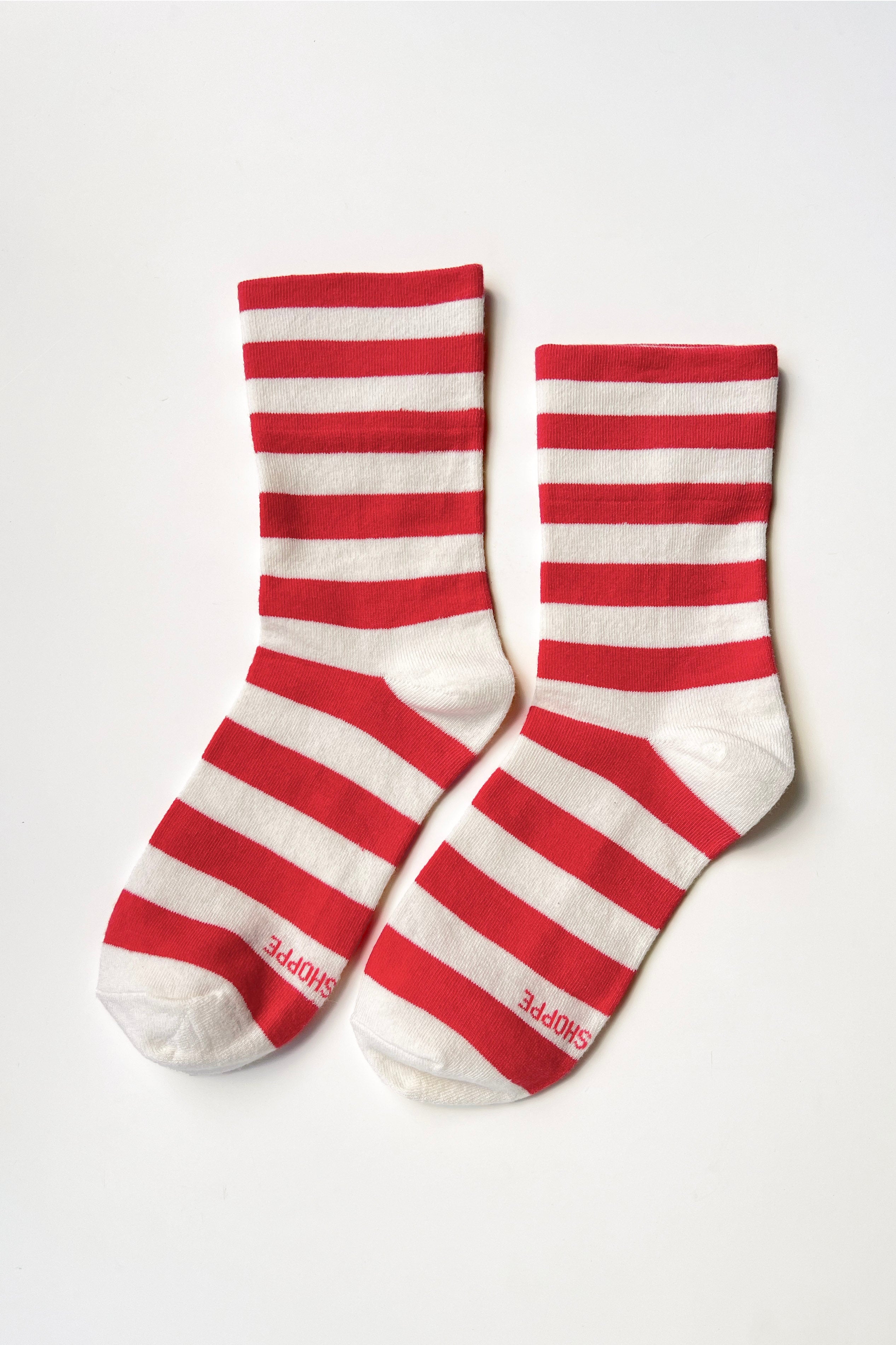 Wide Wally Socks - Wide / Red Stripe
