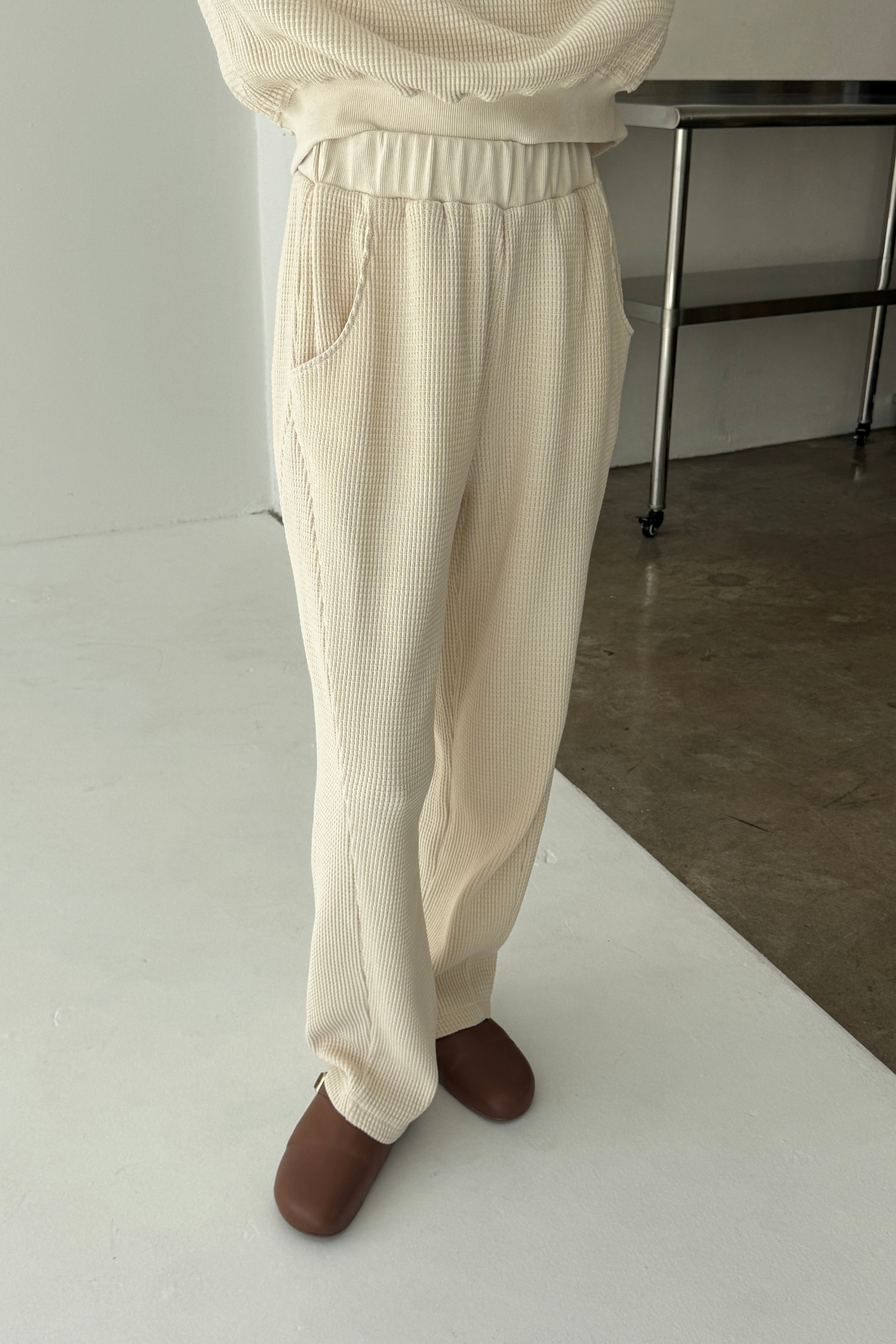 Waffle Lo Pants -Naturel