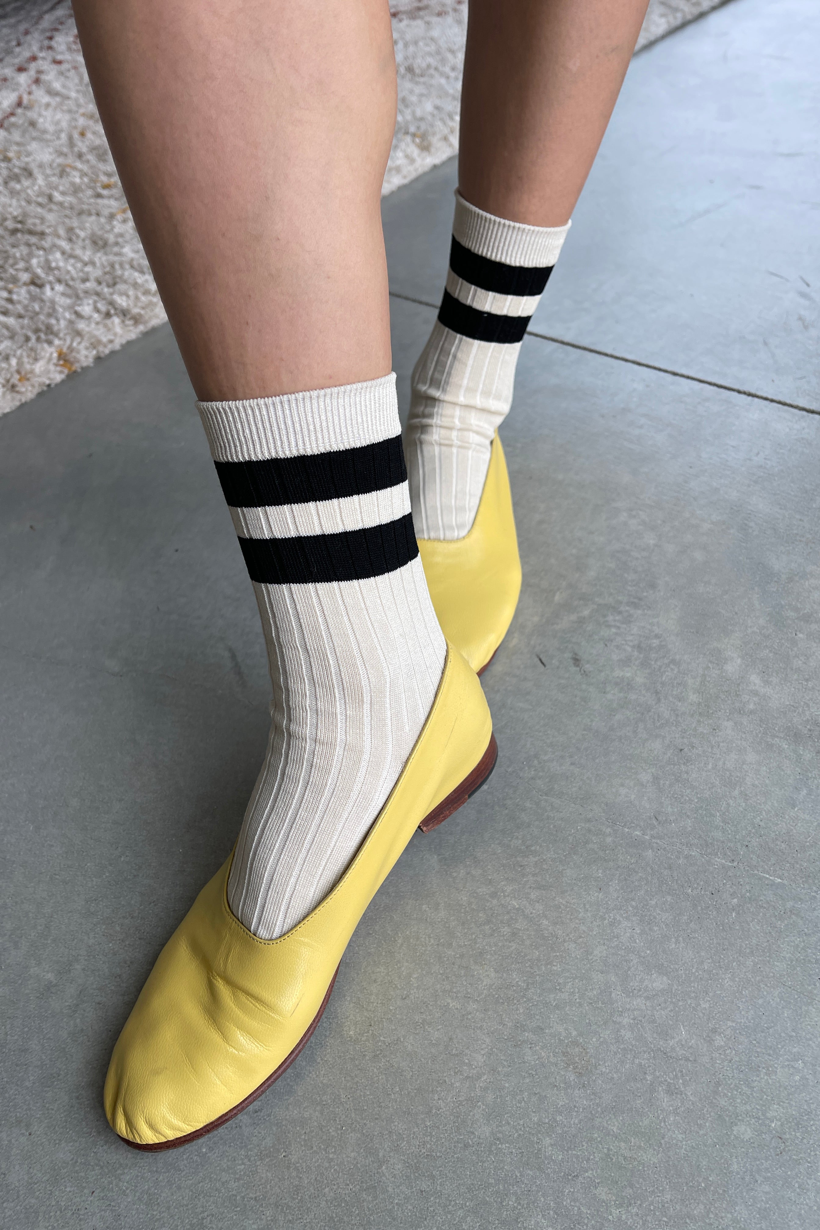 Her Varsity Socks - CREAM BLACK