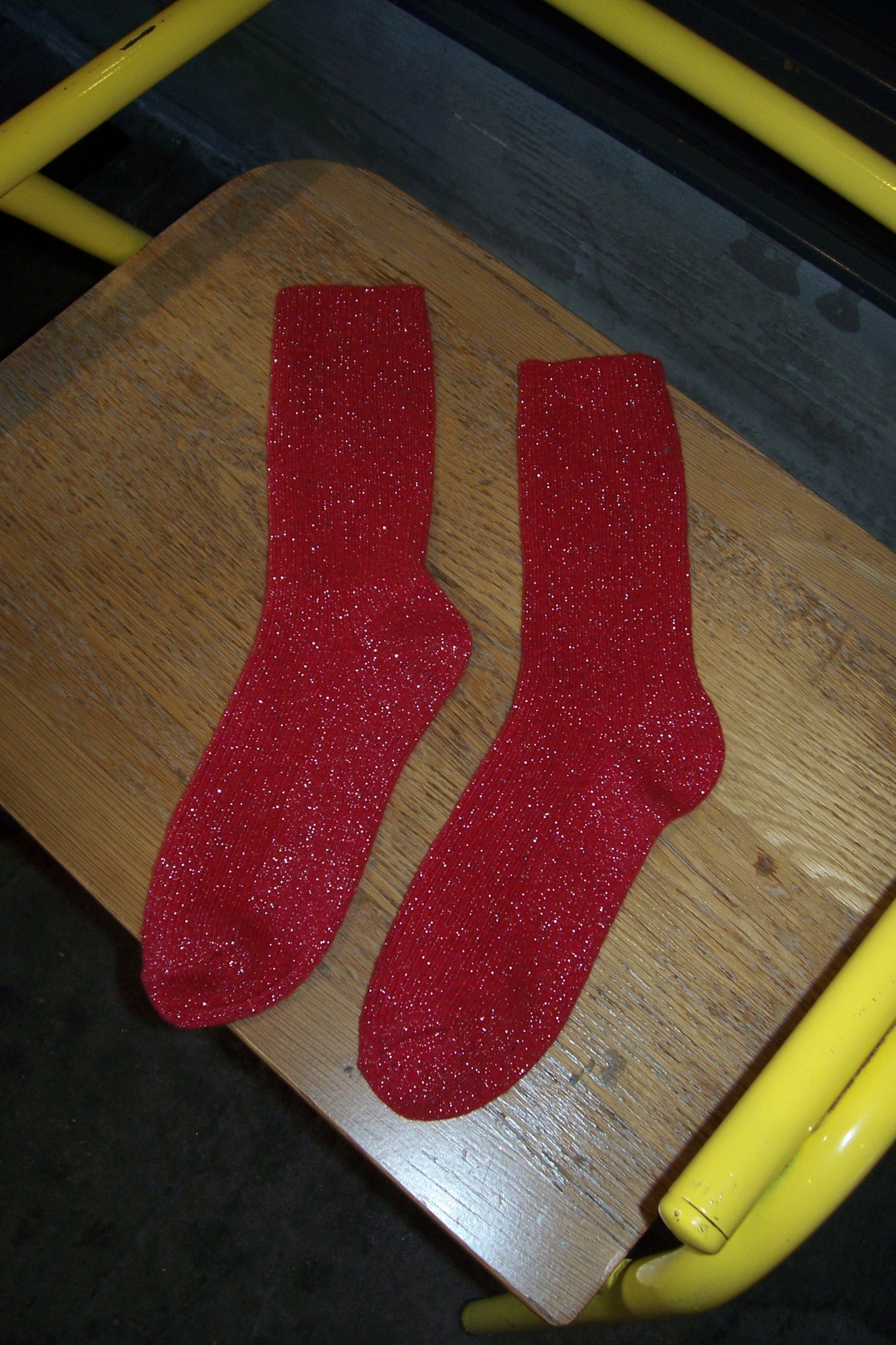 Winter Sparkle Socks - Poinsettia