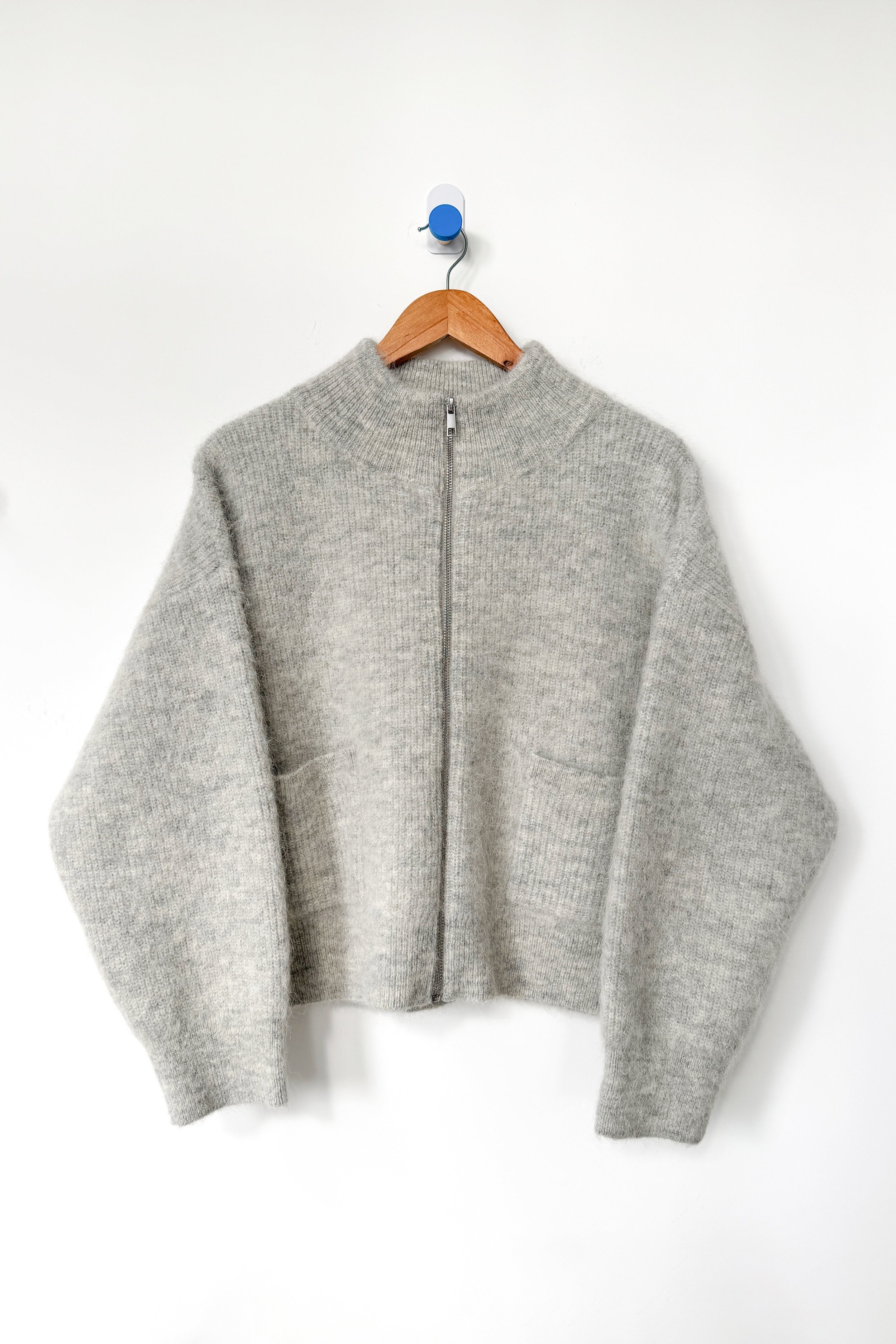 Alpaca  Zip Front Jacket- Light Grey