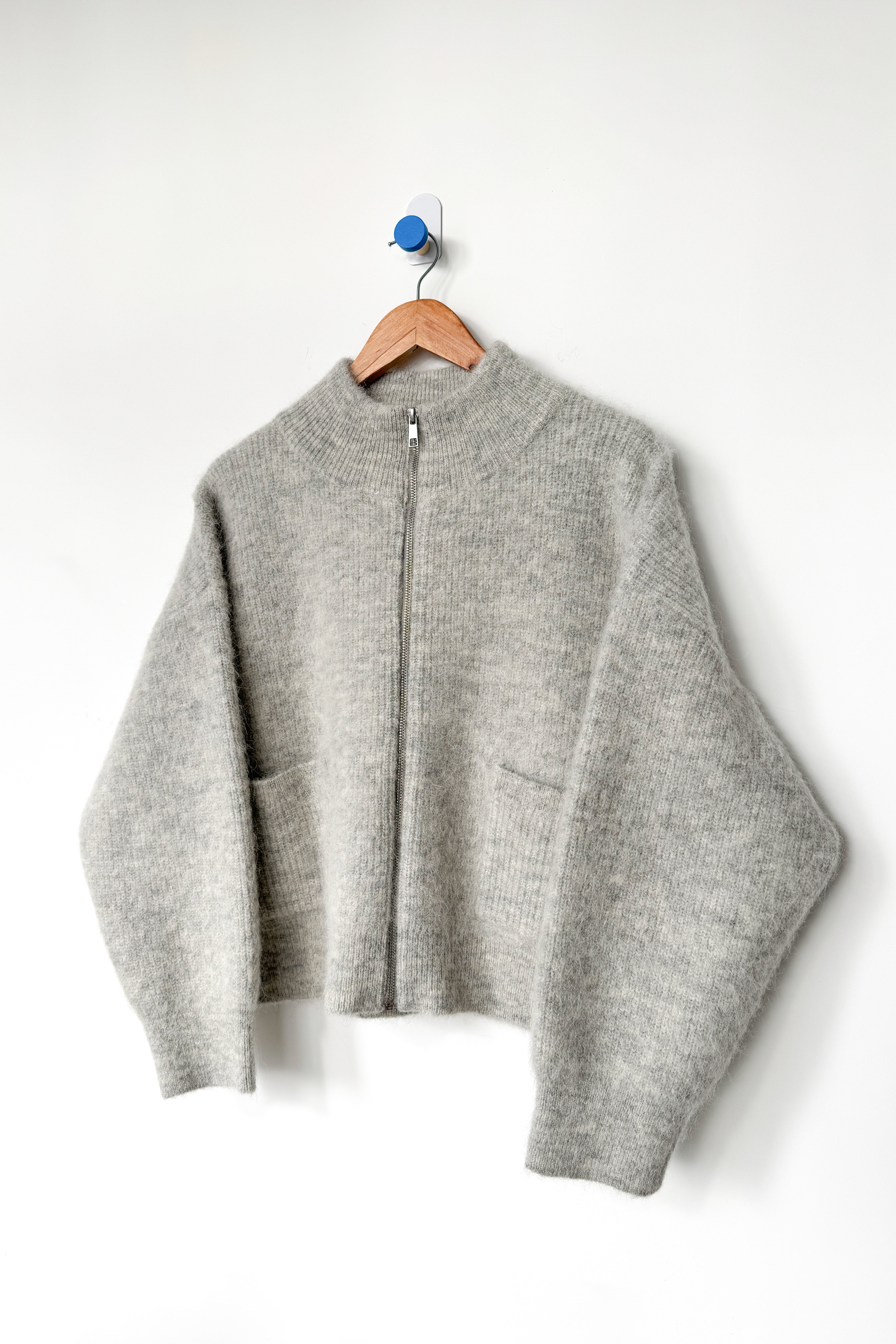 Alpaca  Zip Front Jacket- Light Grey
