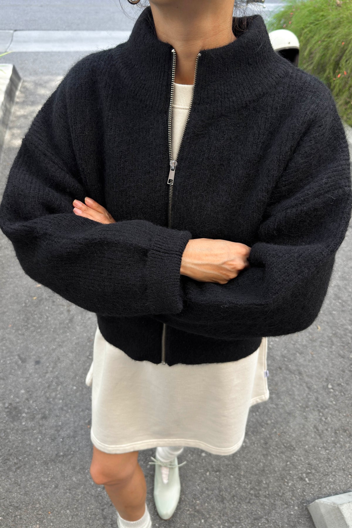 Alpaca  Zip Front Jacket - Black