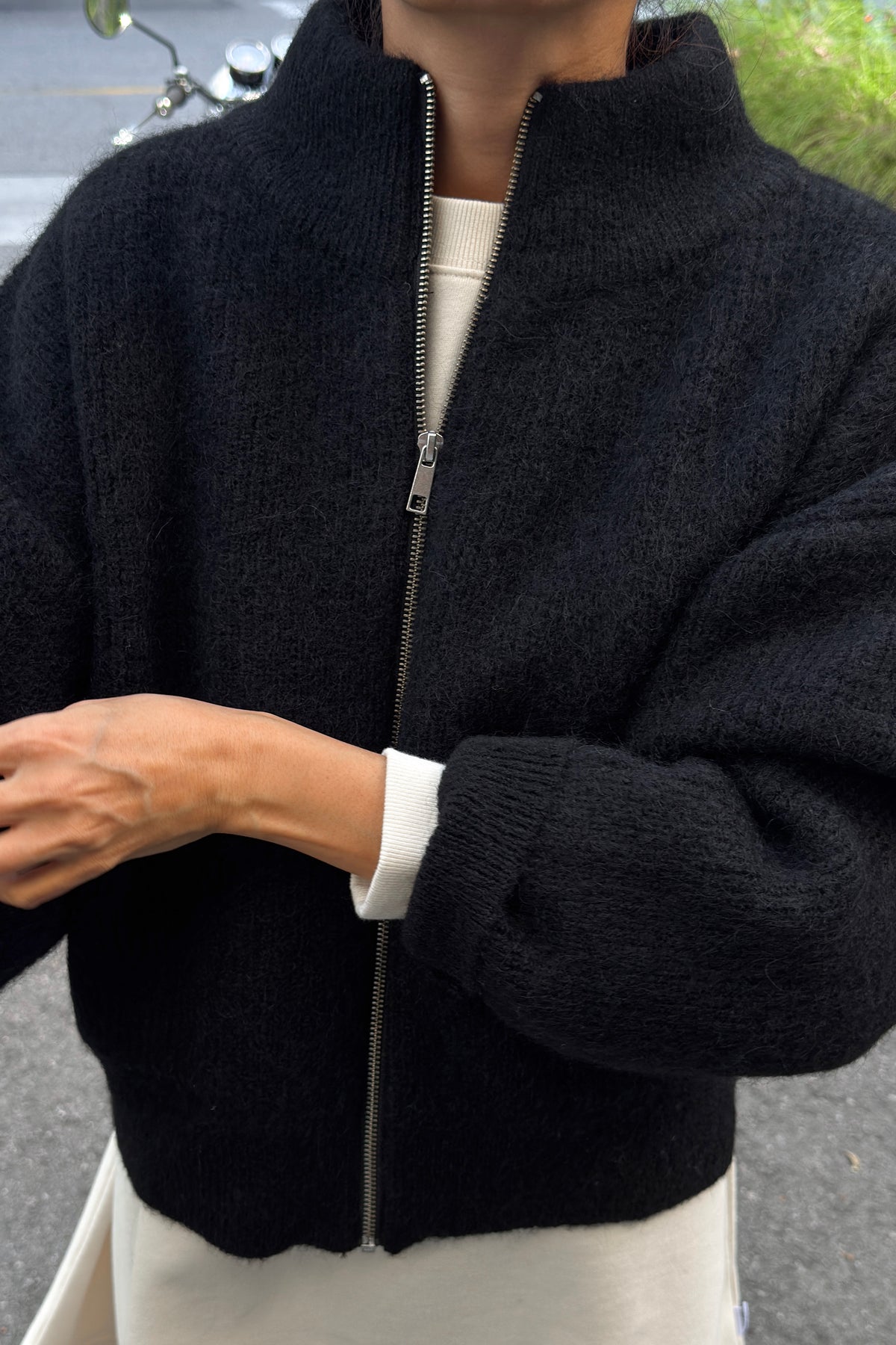 Alpaca  Zip Front Jacket - Black
