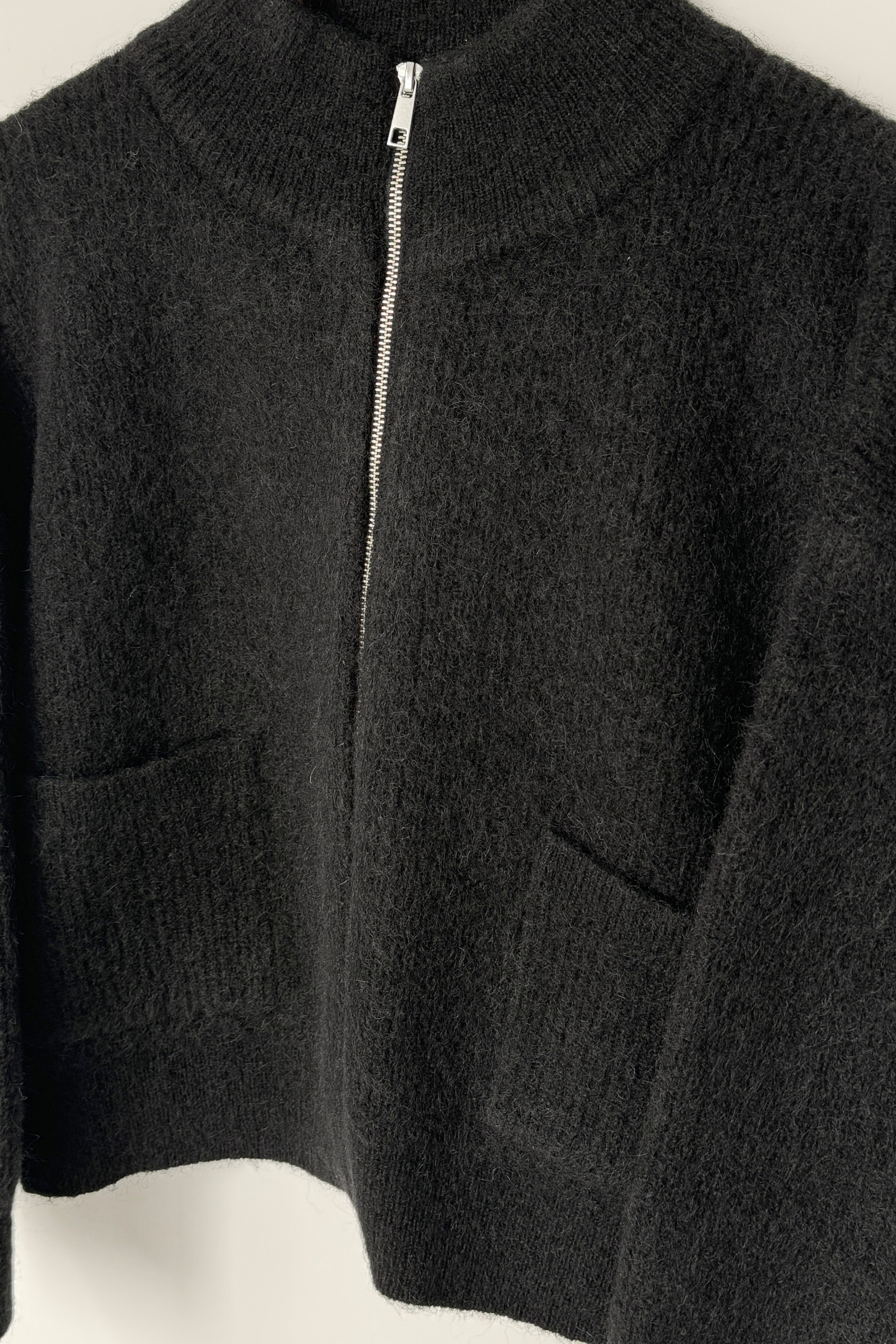 Alpaca Zip Front Jacket - Black