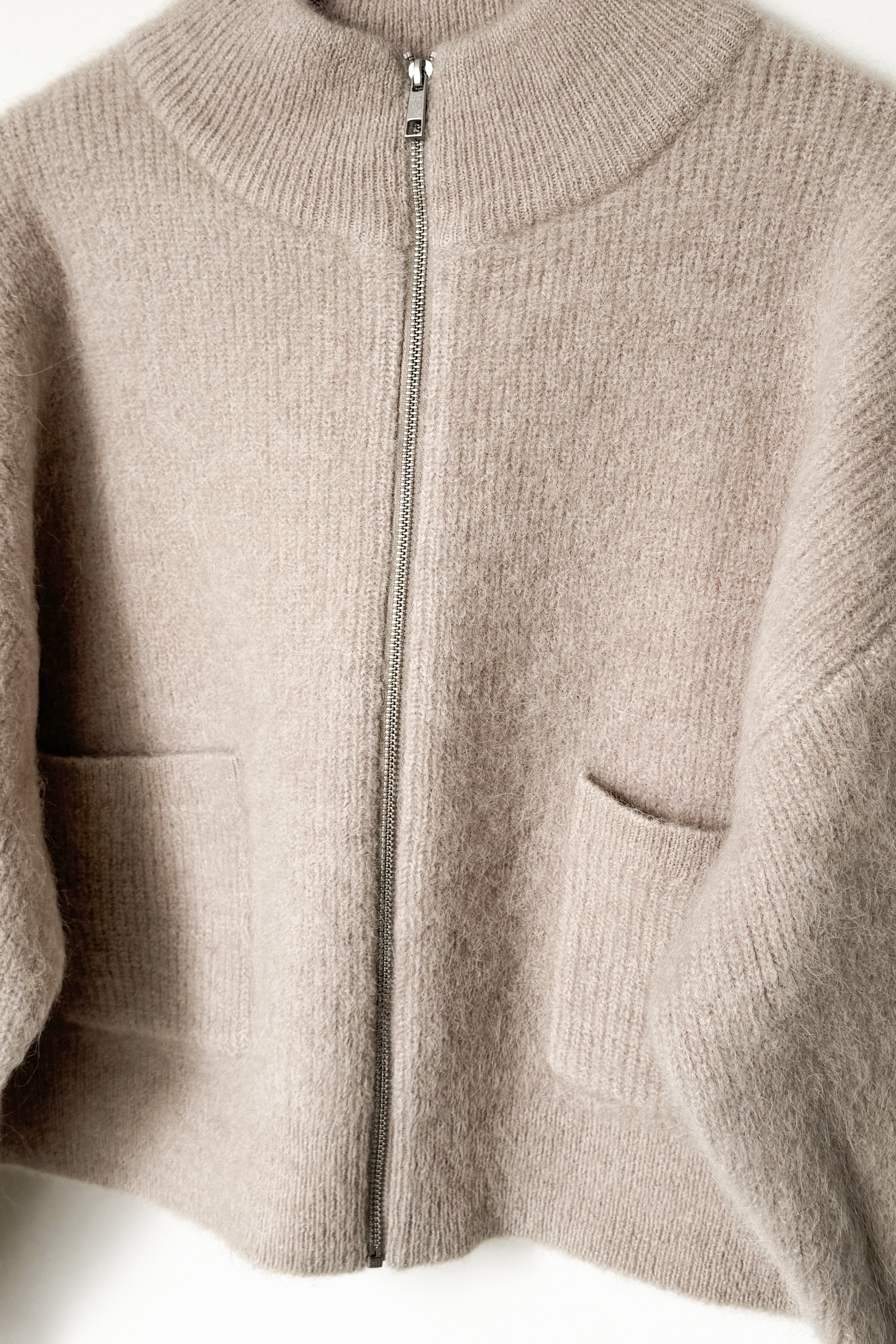 Alpaca  Zip Front Jacket- Smoke