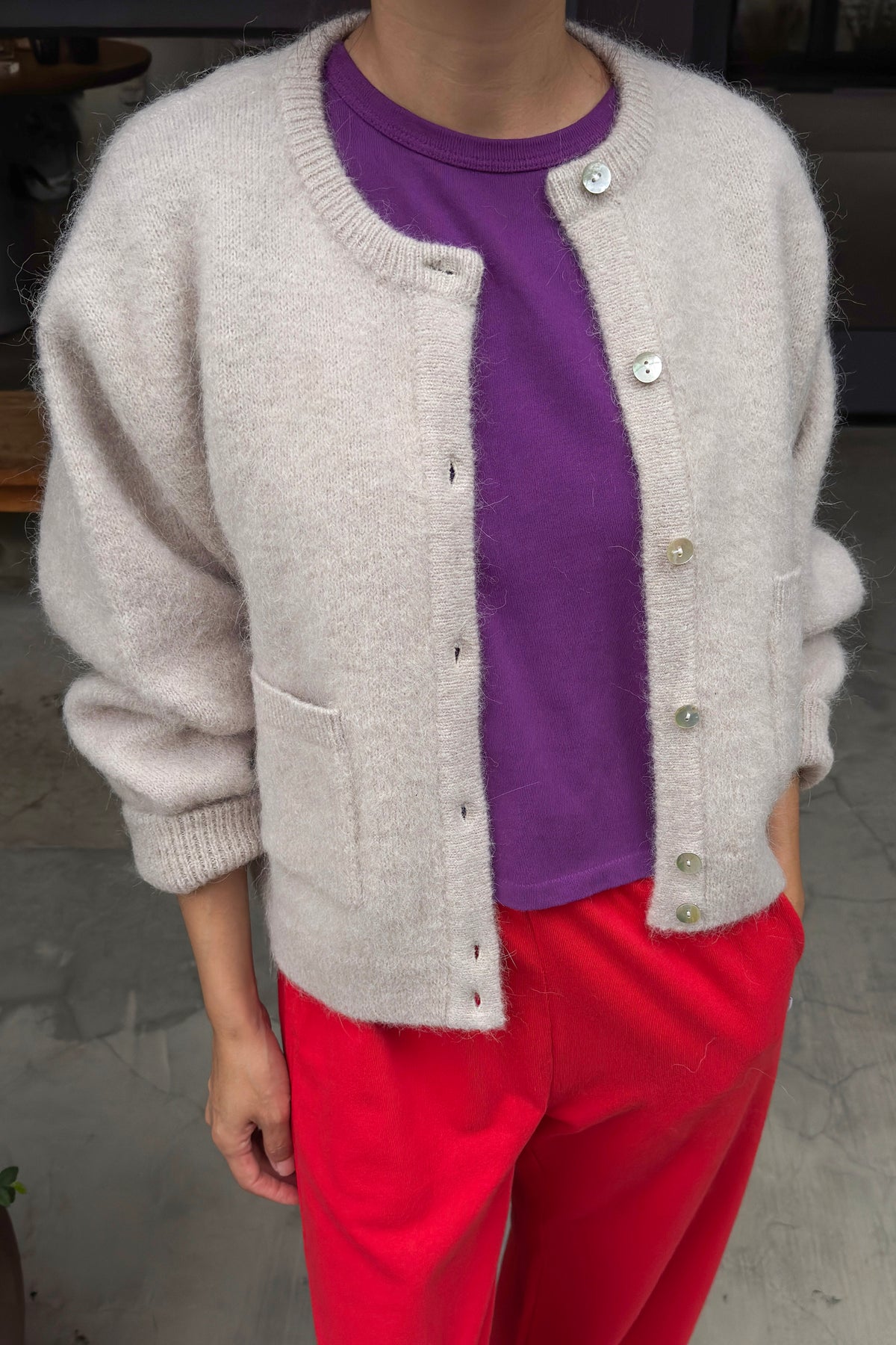 Amélie Alpaca Cardigan - Smoke