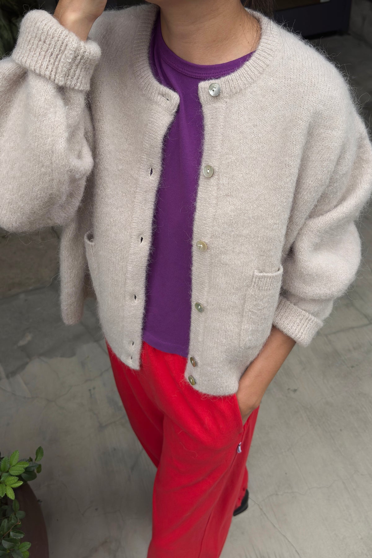 Amélie Alpaca Cardigan - Smoke