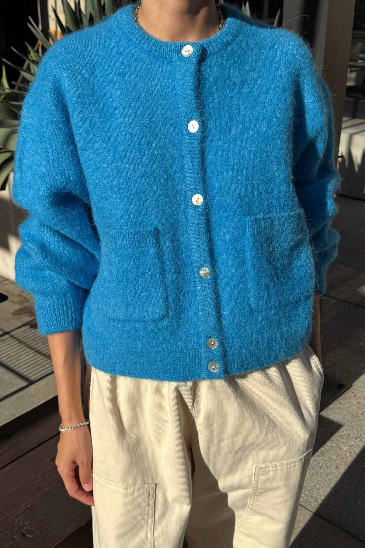 Amélie Alpaca Cardigan - Turquoise