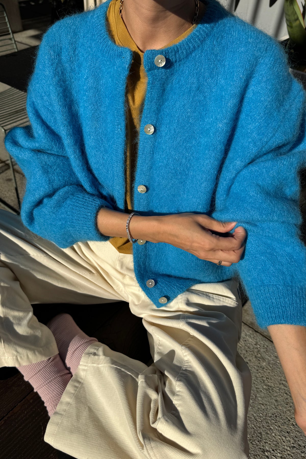 Amélie Alpaca Cardigan - Turquoise