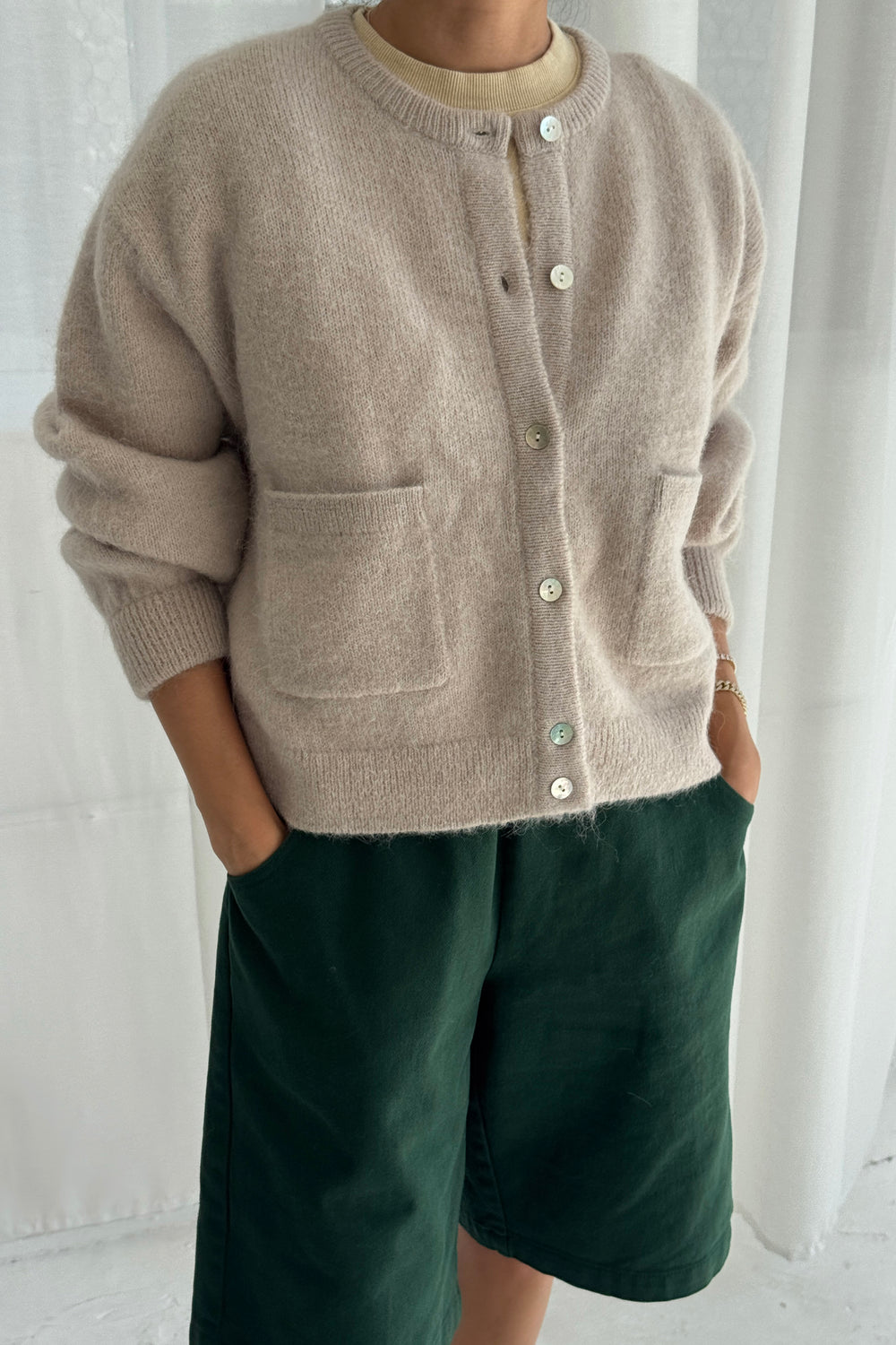 Amélie Alpaca Cardigan in Grey by Le Bon Shoppe main image 0