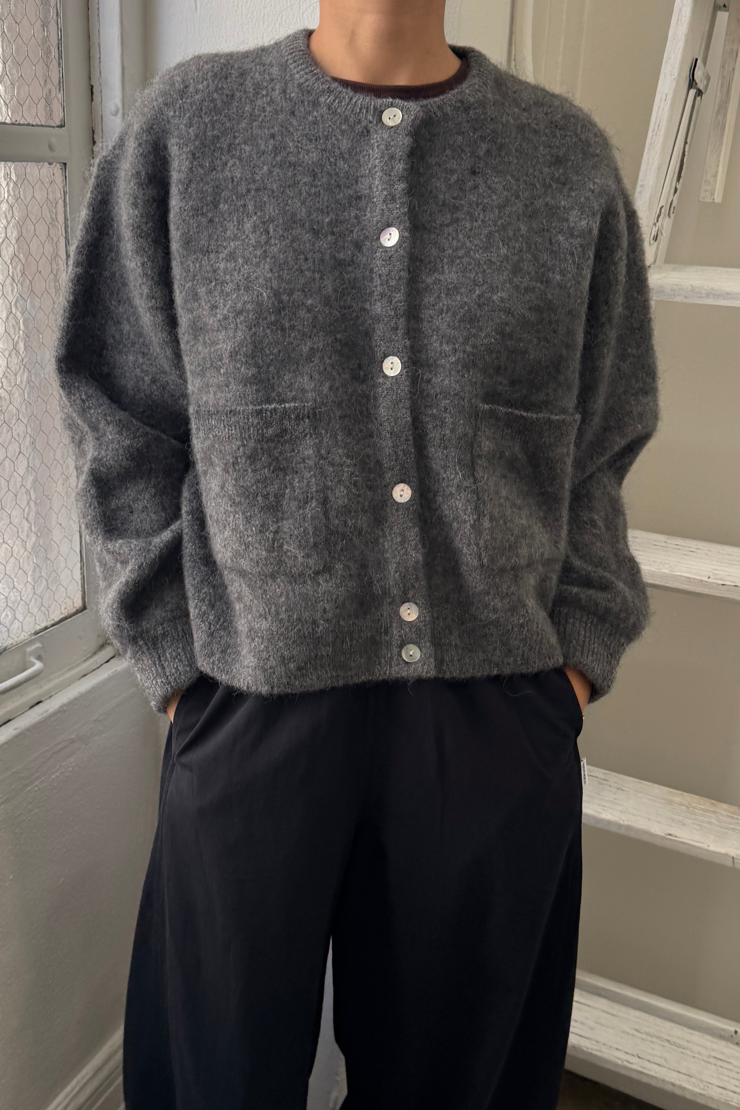 Amélie Alpaca Cardigan - Charcoal