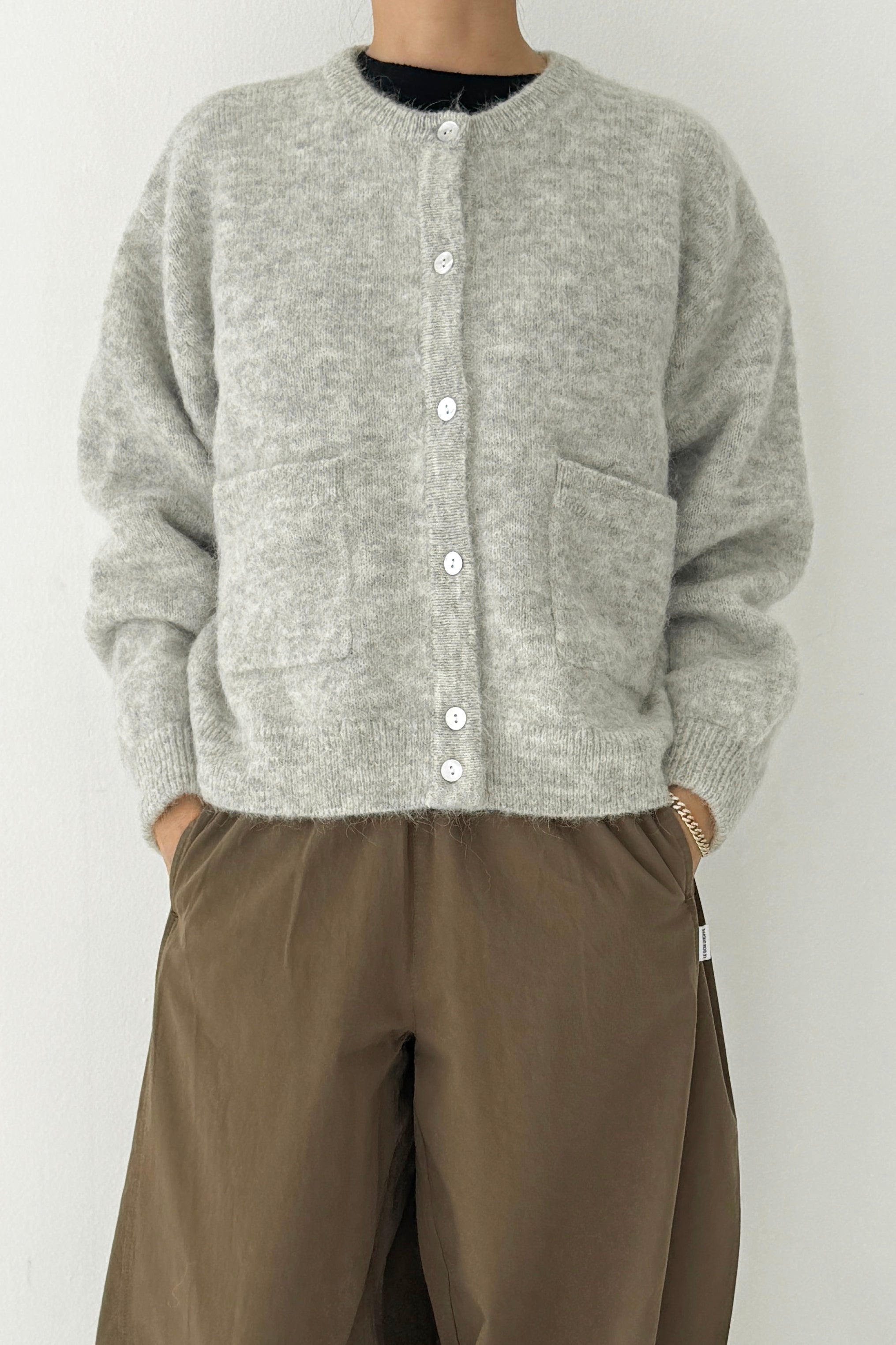 Amélie Alpaca Cardigan - Light Grey