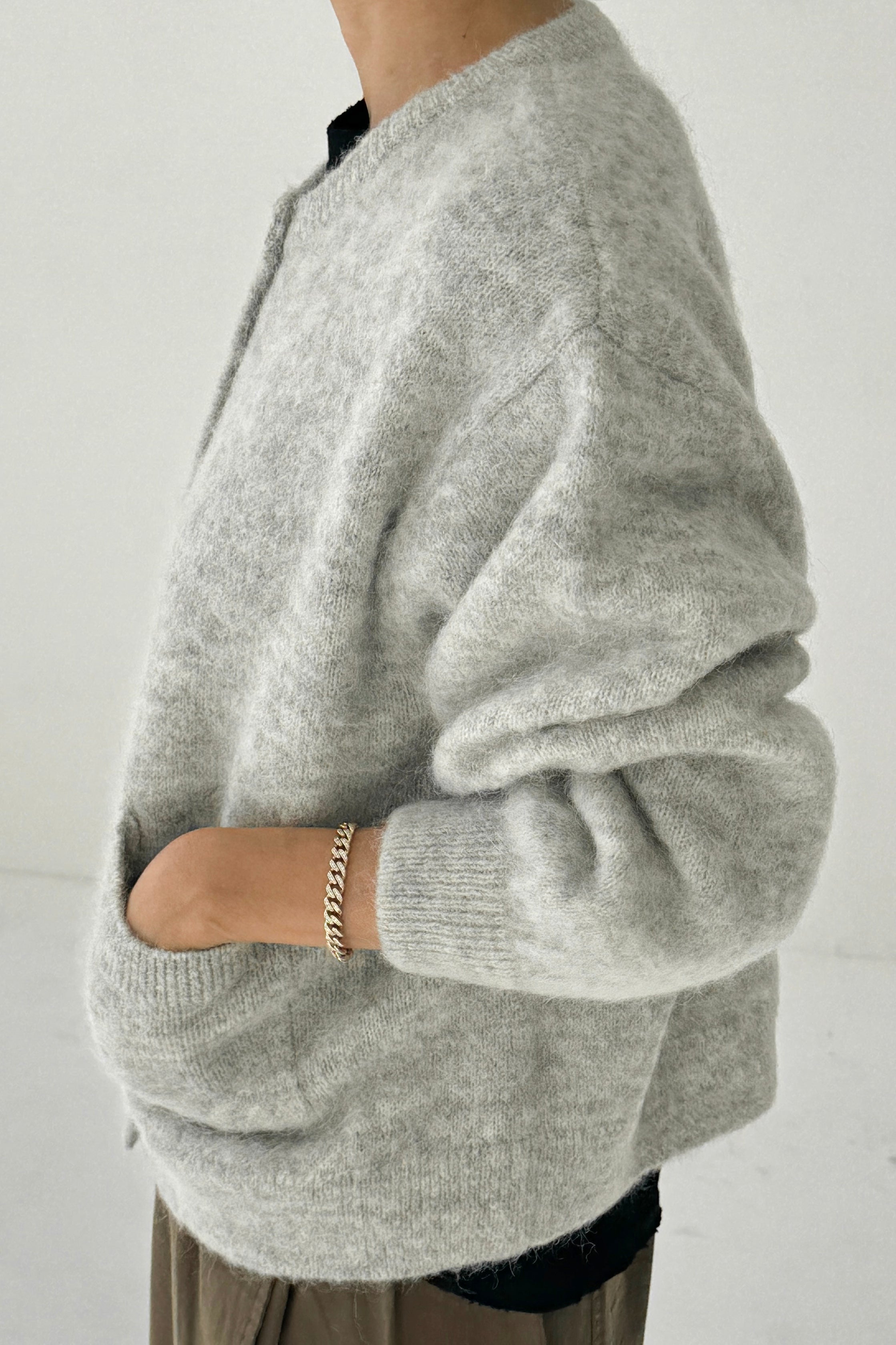 Amélie Alpaca Cardigan - Light Grey