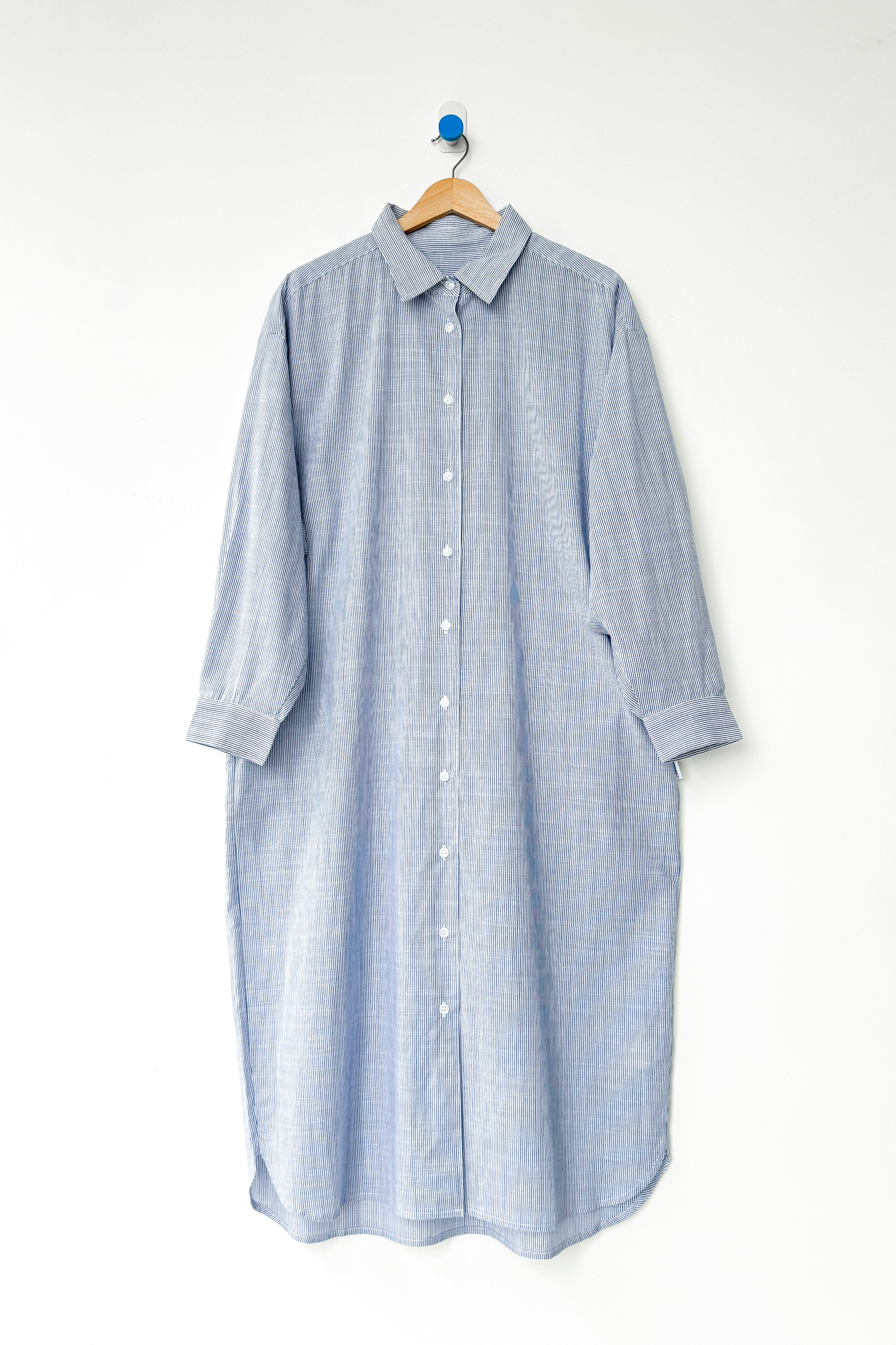 Artist Long Shirt - Blue Pinstripe