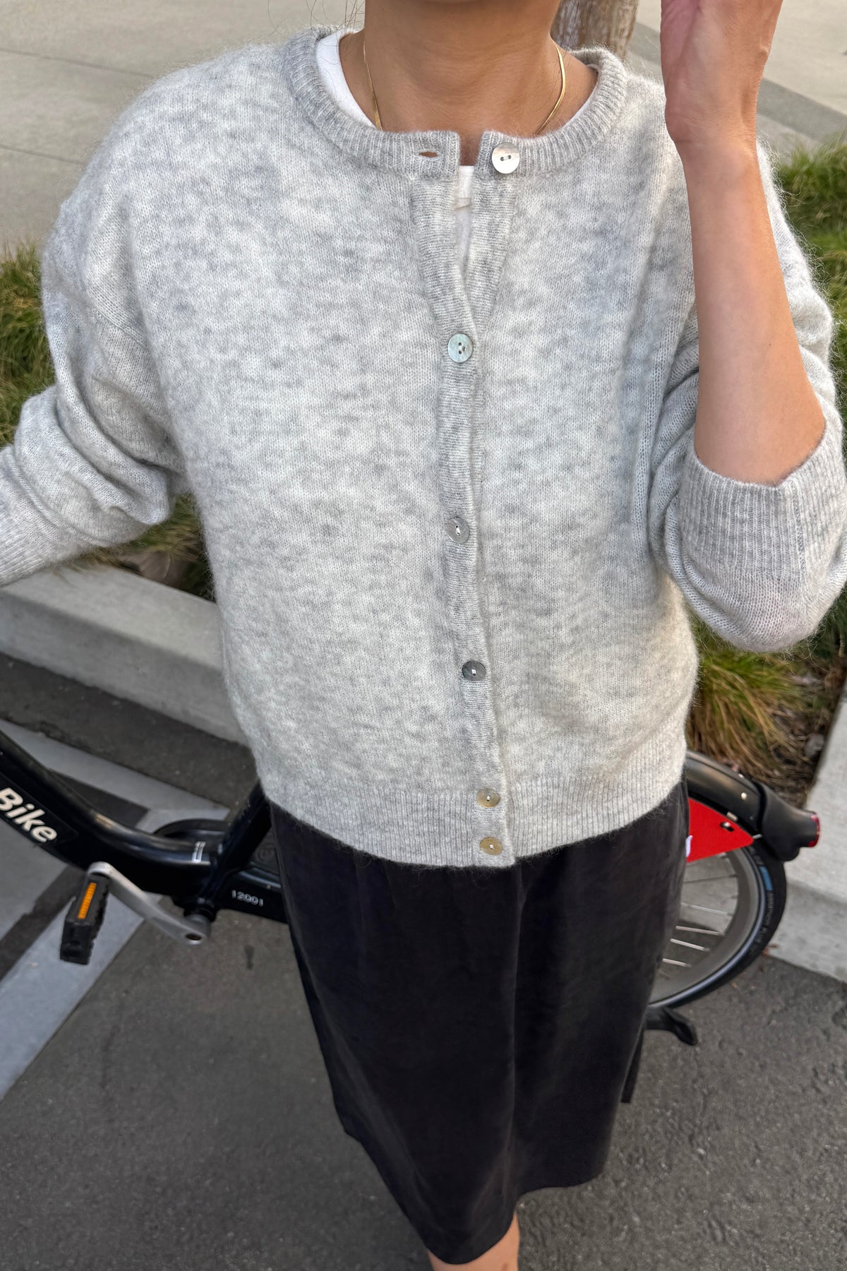 Ayla Mohair Cardigan - Ht. Grey