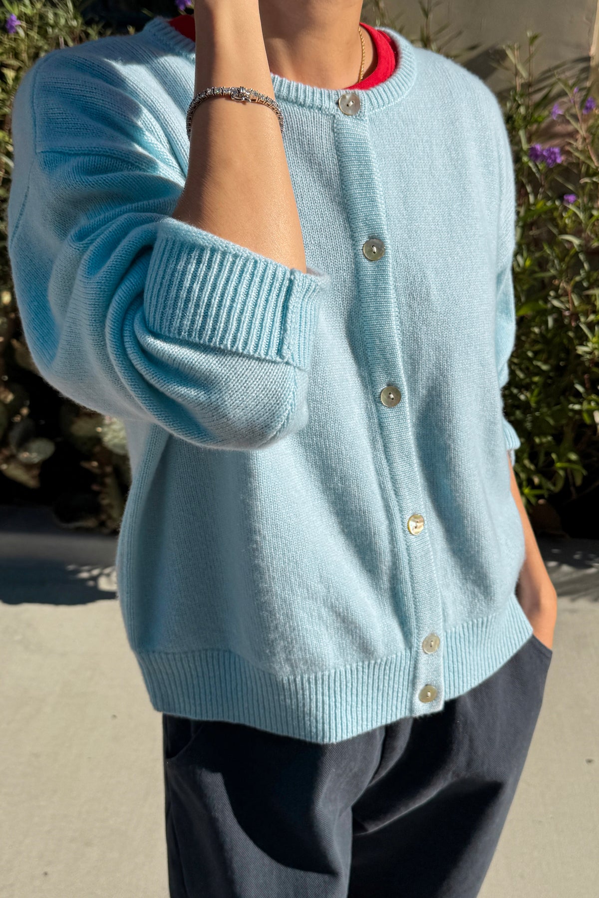 Bailey Cashmere Blend Cardigan - Baby Blue