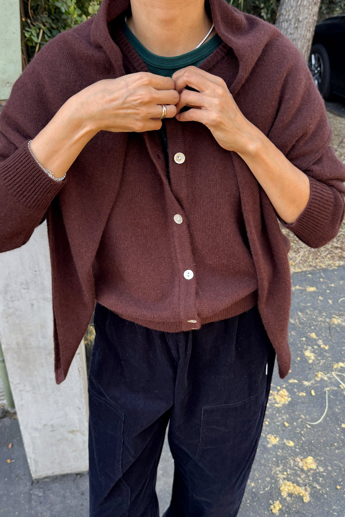Bailey Cashmere Blend Cardigan - Espresso