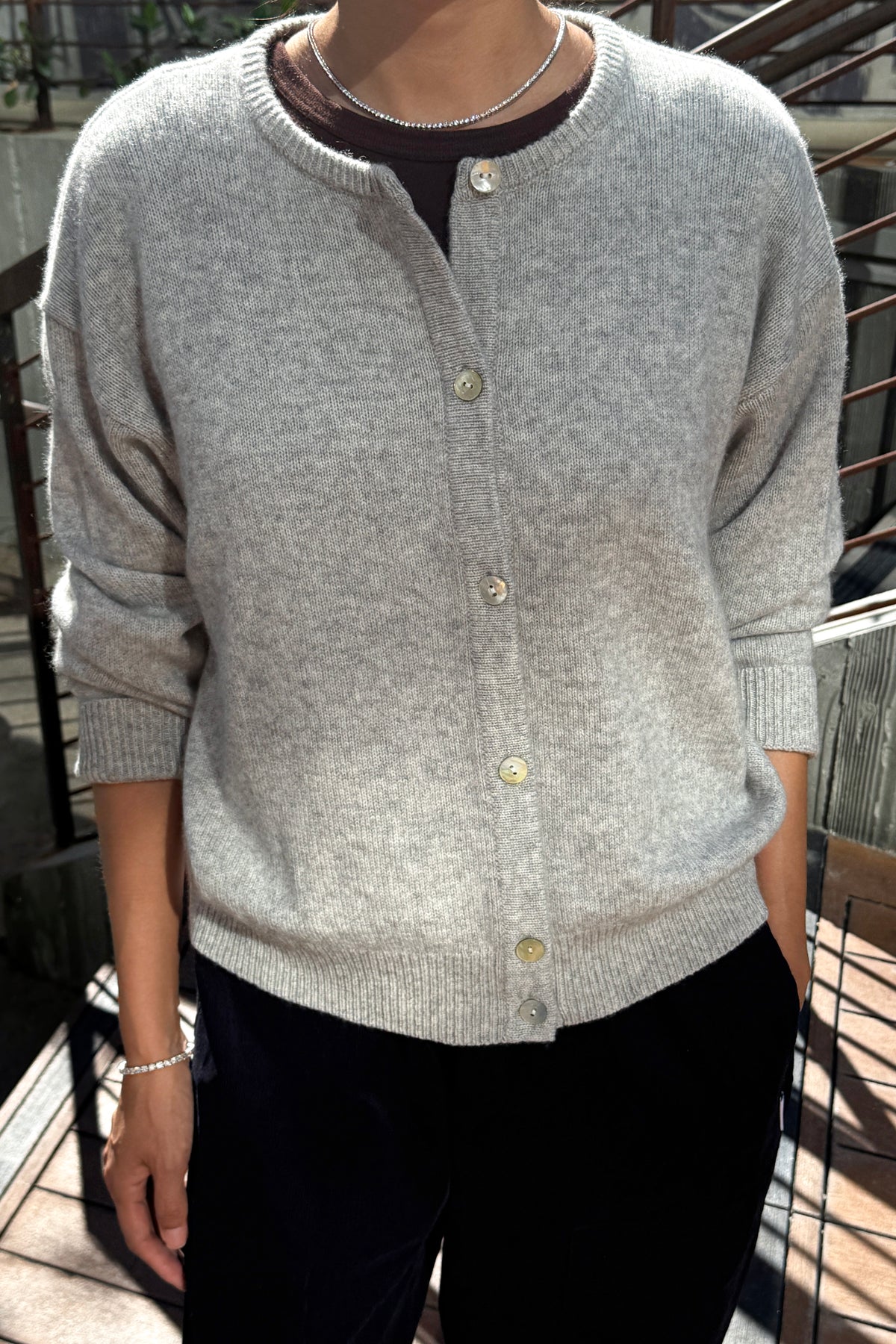 Bailey Cashmere Blend Cardigan - Icy Grey