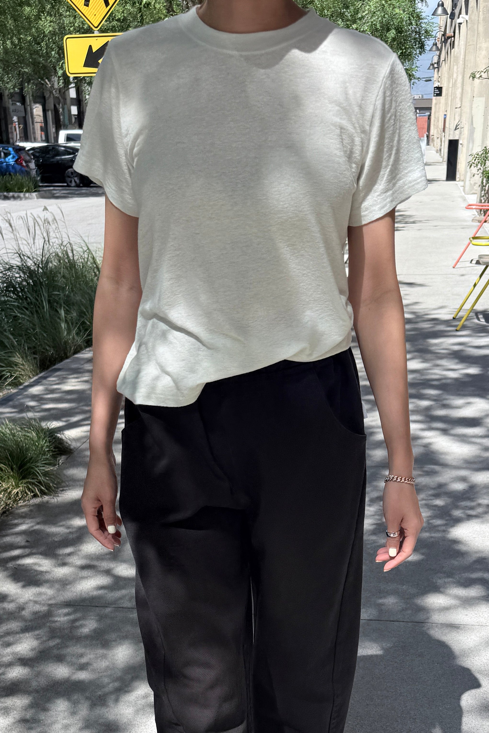 Bo Linen Blend Tee - Salt