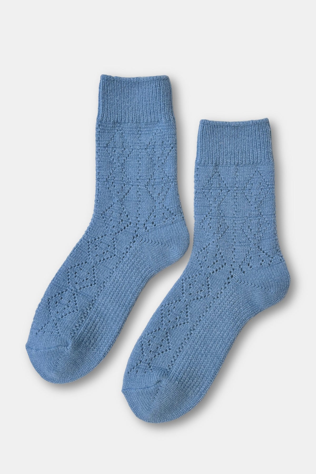 Cashmere Blend Pointelle Socks - Sky Blue