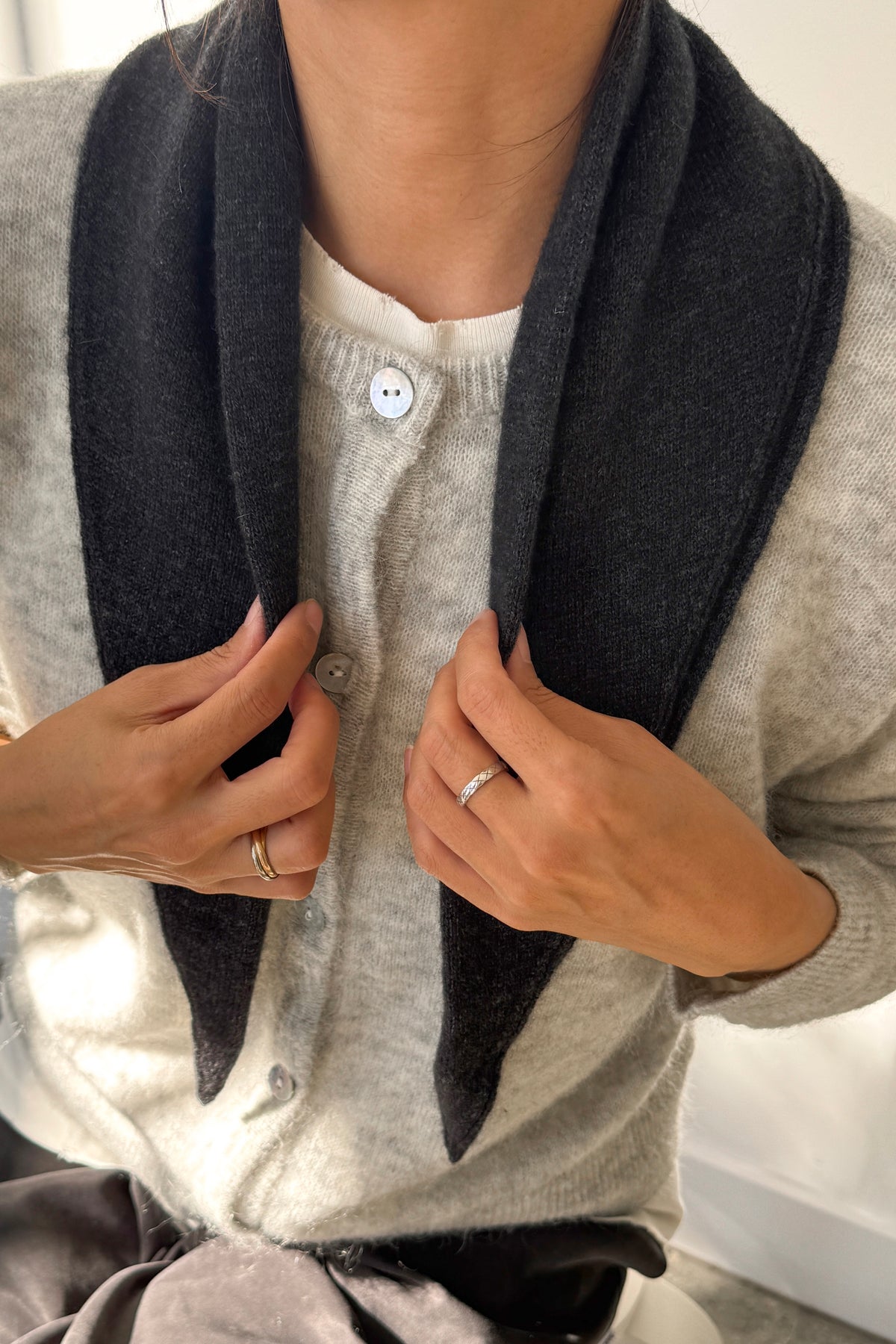 Cashmere Blend Bandana - Charcoal