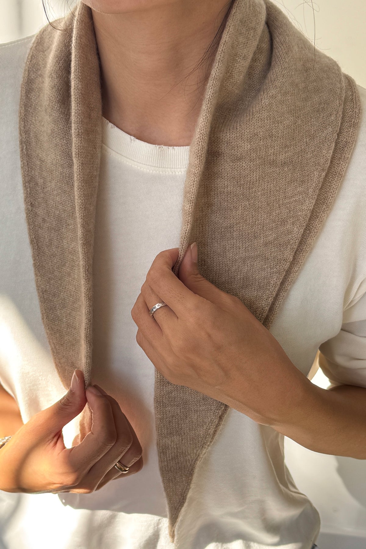 Cashmere Blend Bandana - Toasted Almond
