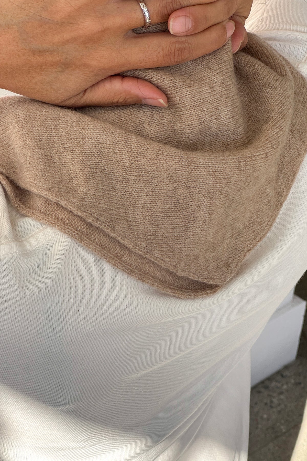 Cashmere Blend Bandana - Toasted Almond