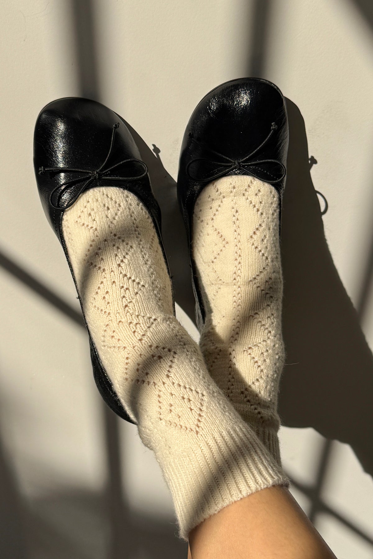 Cashmere Blend Pointelle Socks - Cream