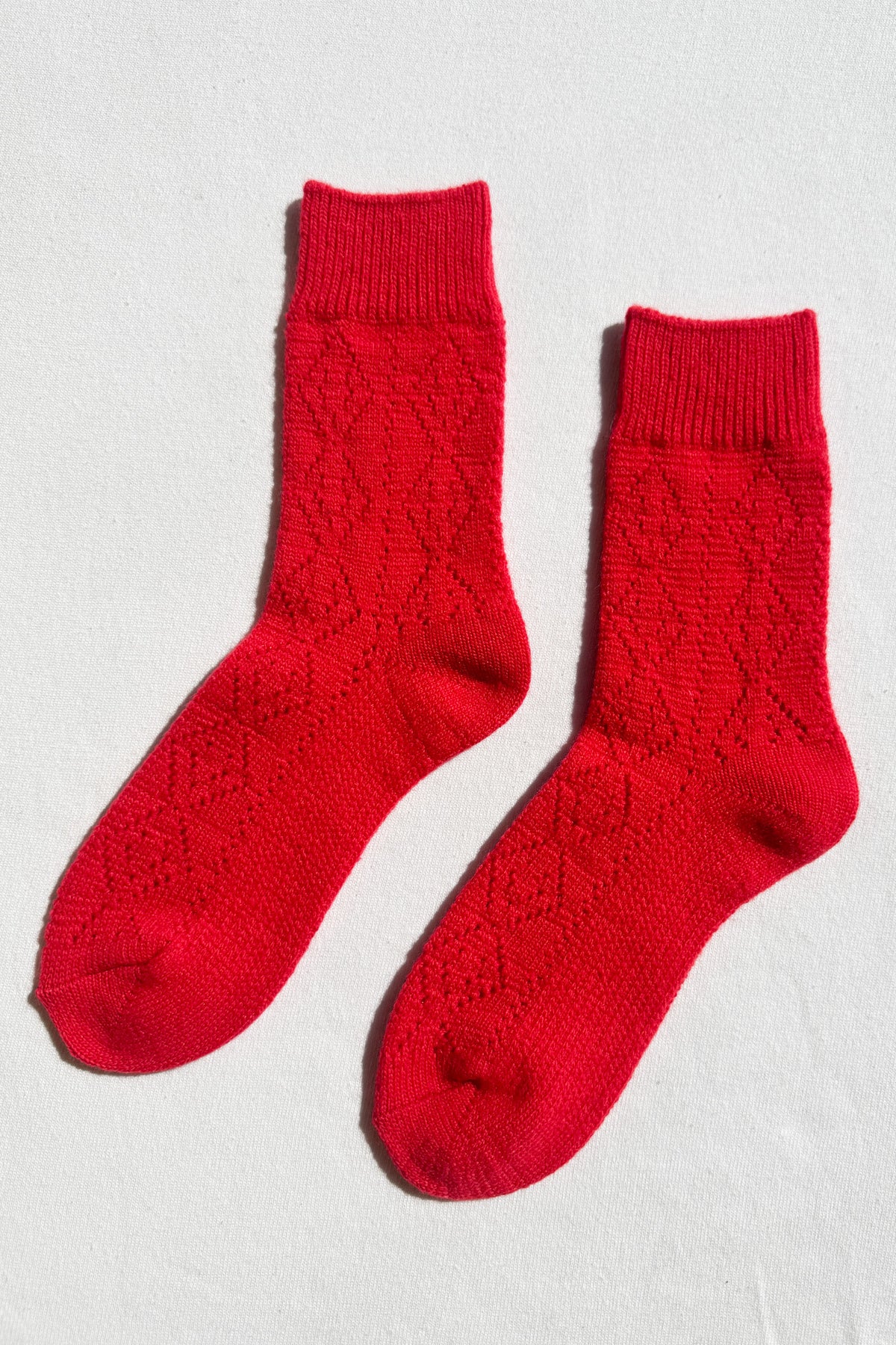 Cashmere Blend Pointelle Socks - Red