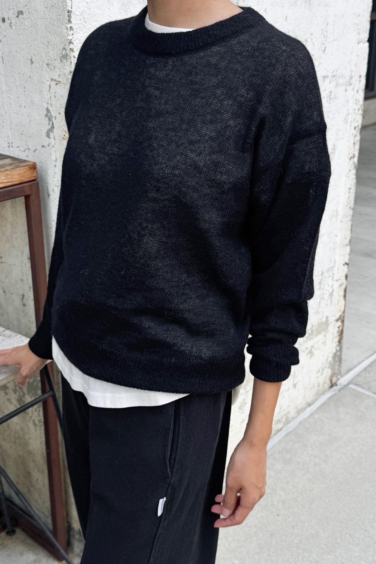 Cecile Crew Neck Mohair Sweater - Black