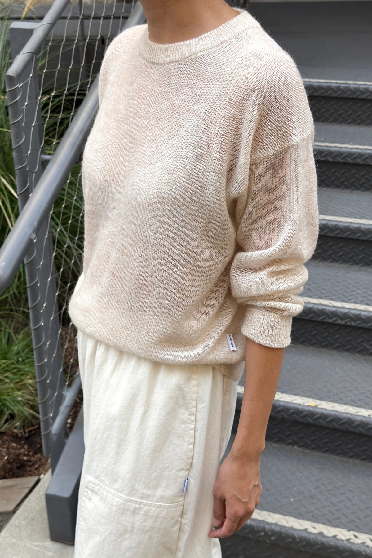 Cecile Crew Neck Mohair Sweater - Oatmeal