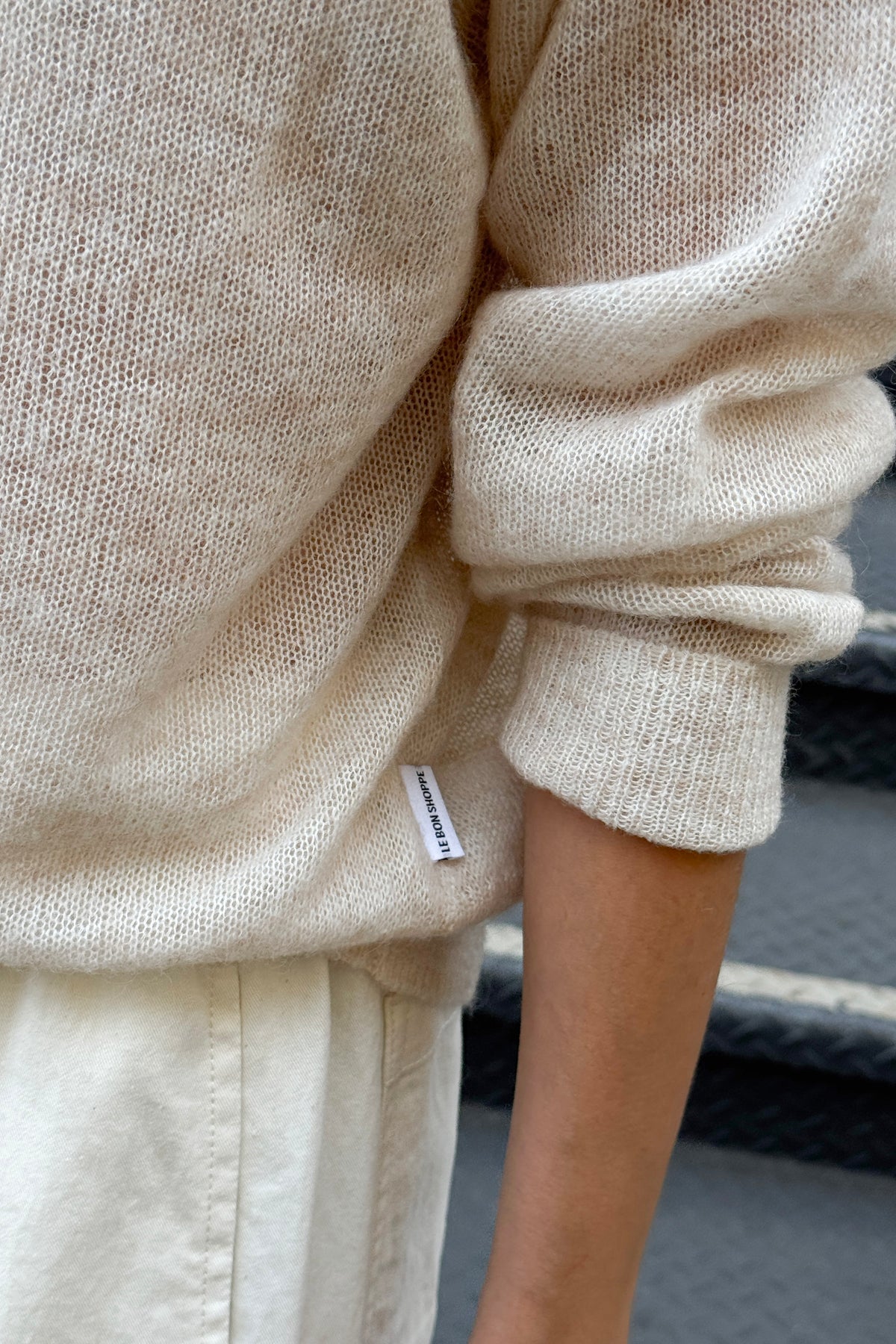 Cecile Crew Neck Mohair Sweater - Oatmeal
