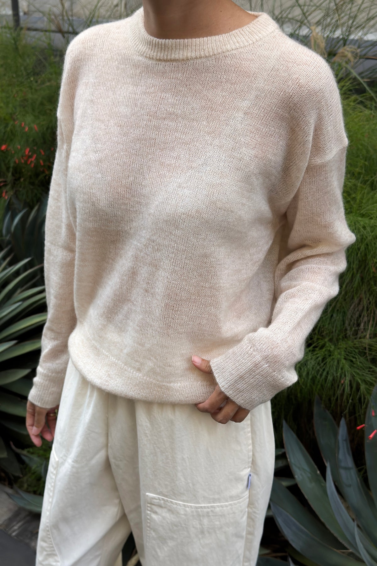 Cecile Crew Neck Mohair Sweater - Oatmeal