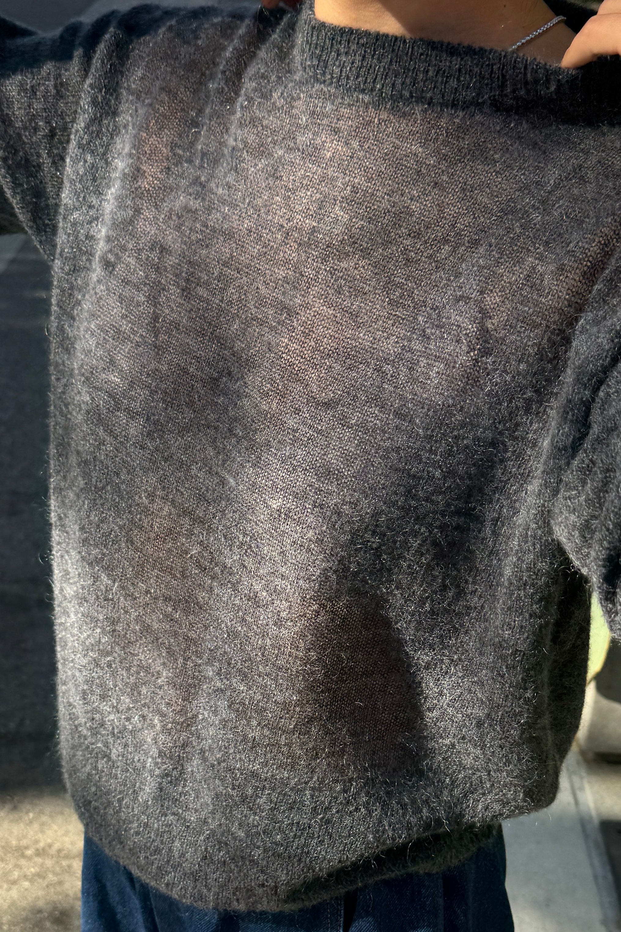 Cecile Crew Neck Mohair Sweater - Charcoal