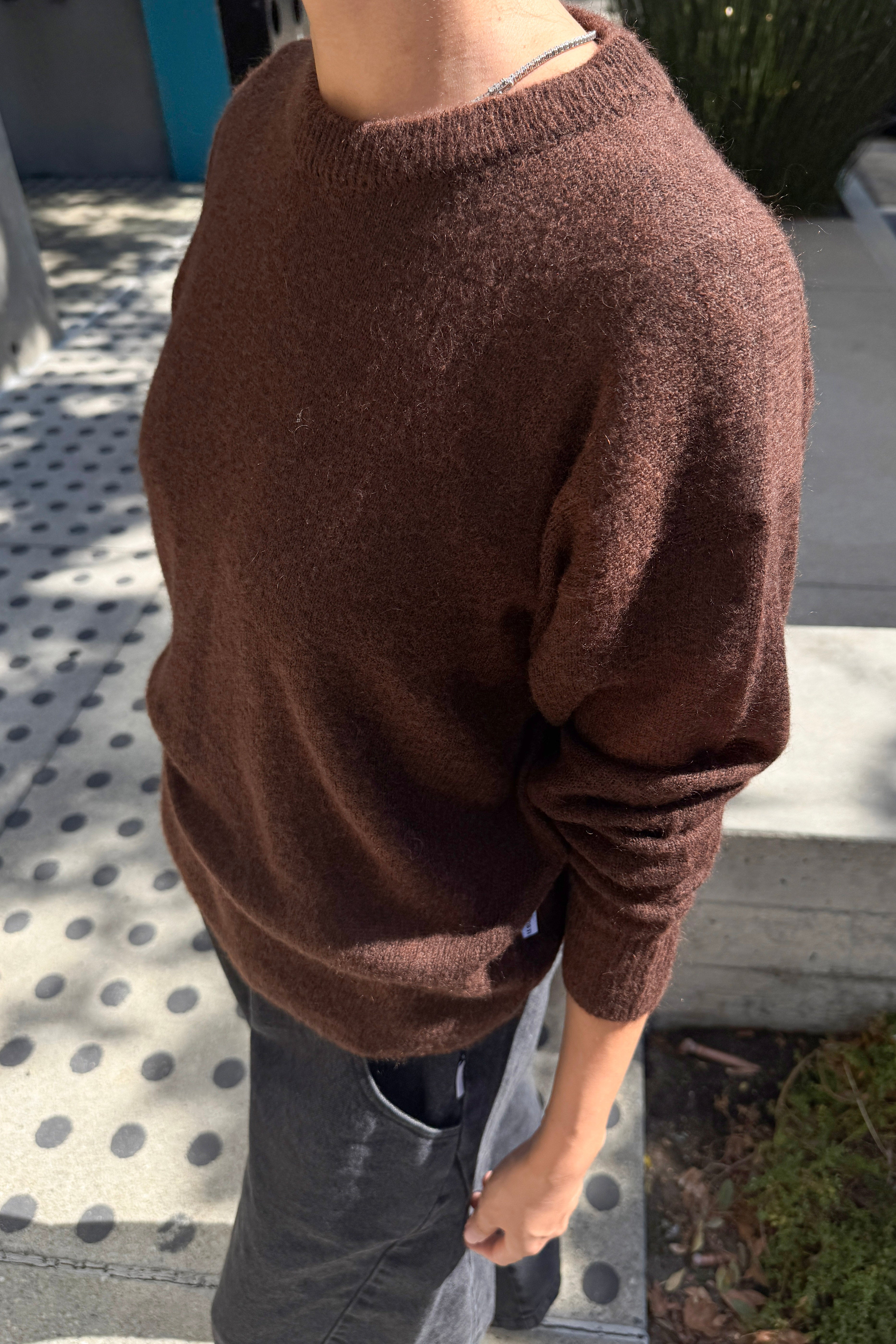Cecile Crew Neck Mohair Sweater - Espresso