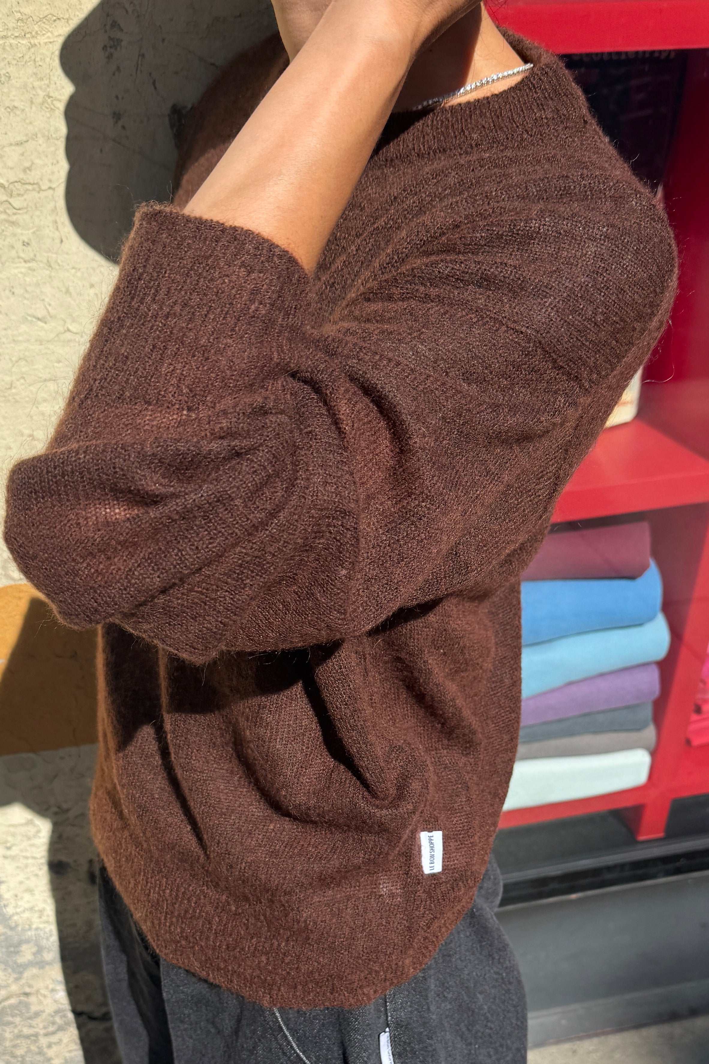 Cecile Crew Neck Mohair Sweater - Espresso