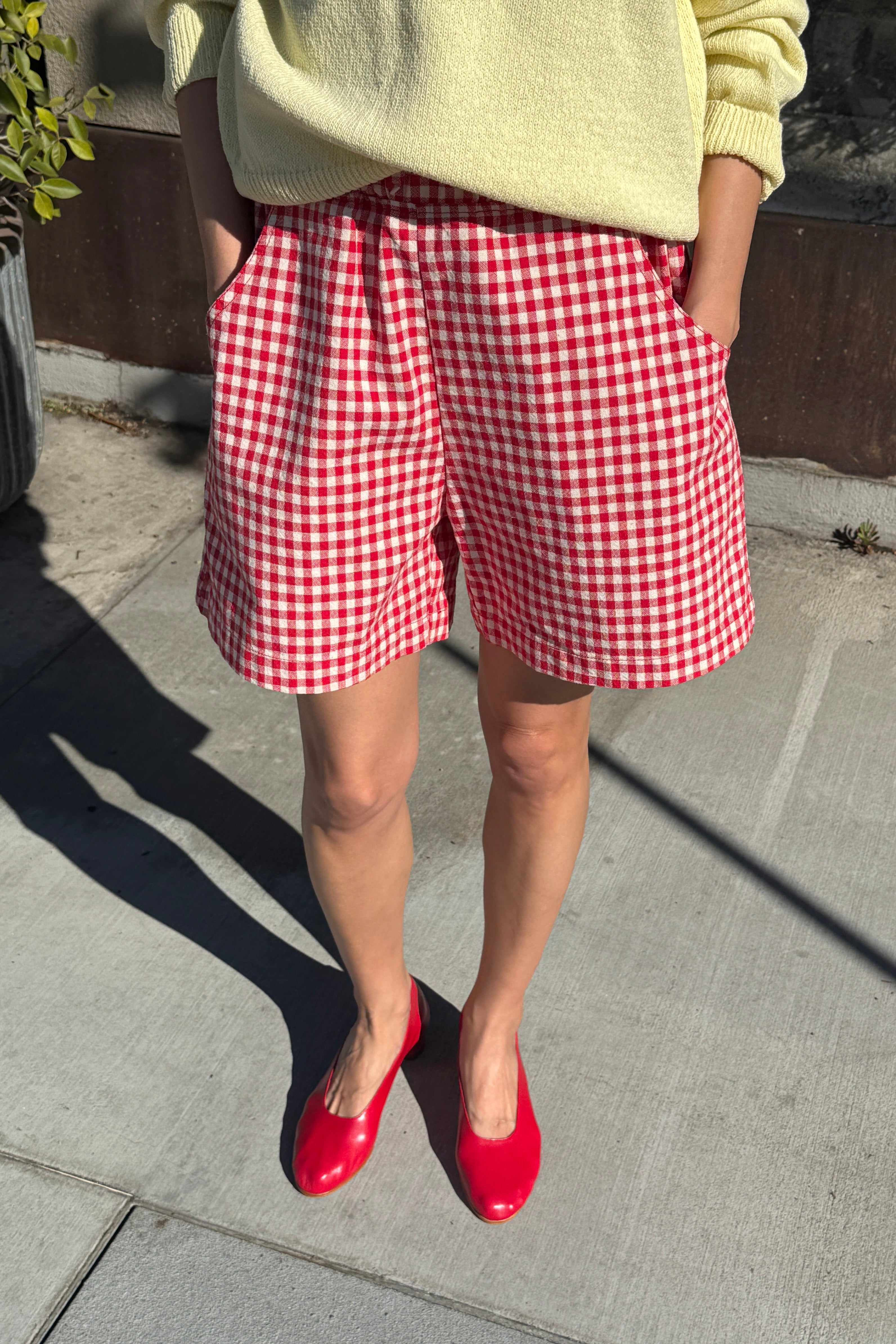 City Shorts - Red Gingham